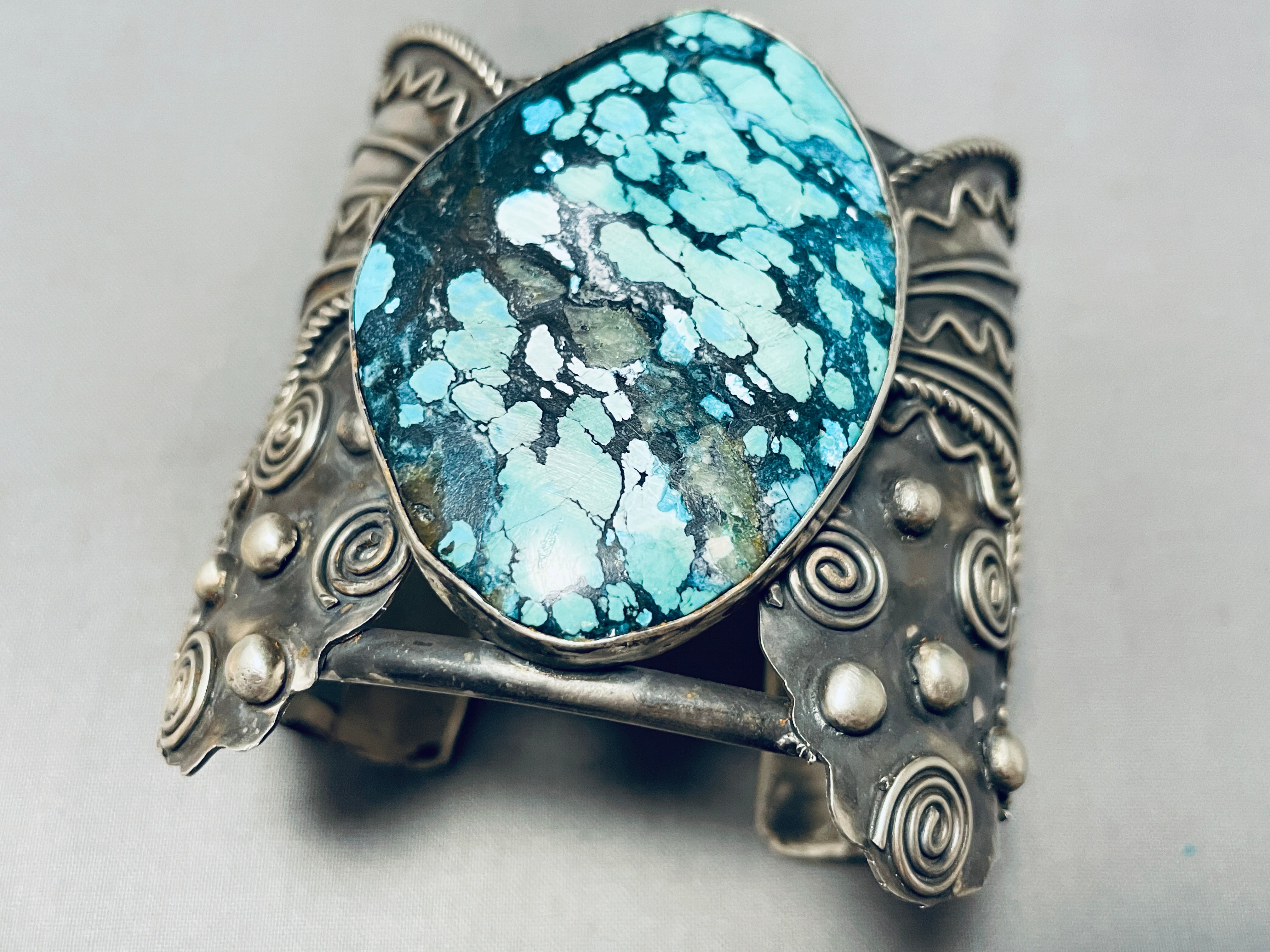 Authentic Navajo Butterfly Turquoise Sterling Silver Cuff Bracelet - 138 Grams - Handmade Native American Jewelry for Women - Perfect for Boho, Western & Festival Fashion