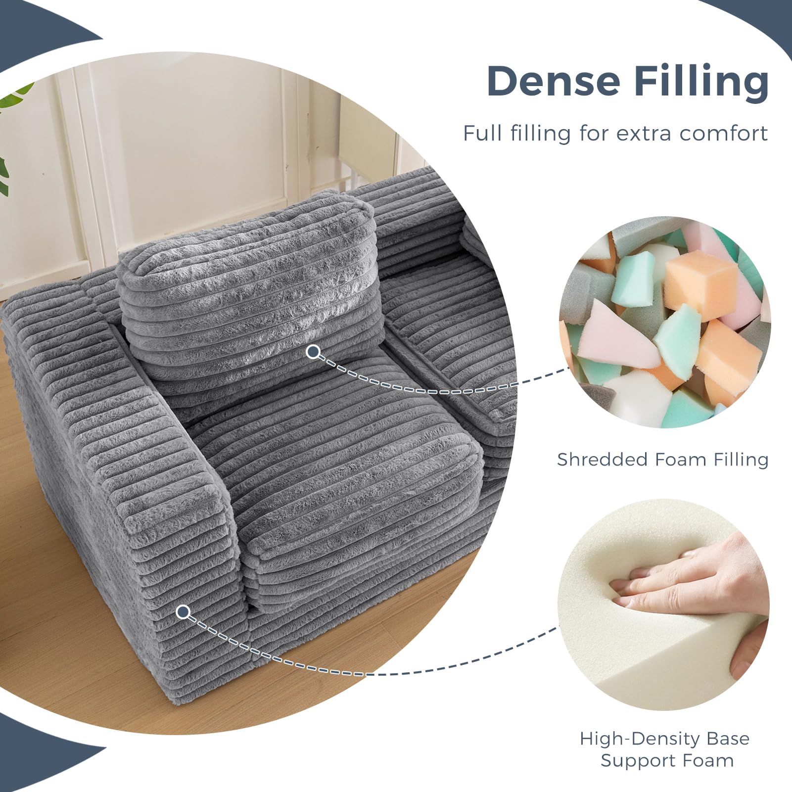 MAXYOYO Striped Faux Fur Bean Bag Chair - 2-Seater Floor Sofa with Pillows & Armrests | Cozy Living Room Seating for Teens & Adults | Perfect for Gaming, Movie Nights & Relaxation