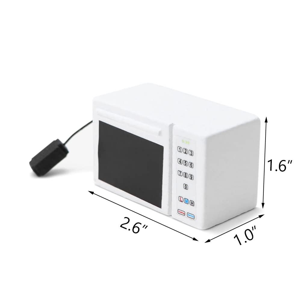 1:12 Scale Miniature Microwave Oven - High Simulation Dollhouse Kitchen Accessories, White & Black - Perfect for Dollhouse Decor, Miniature Kitchen Scenes, and Model House Displays