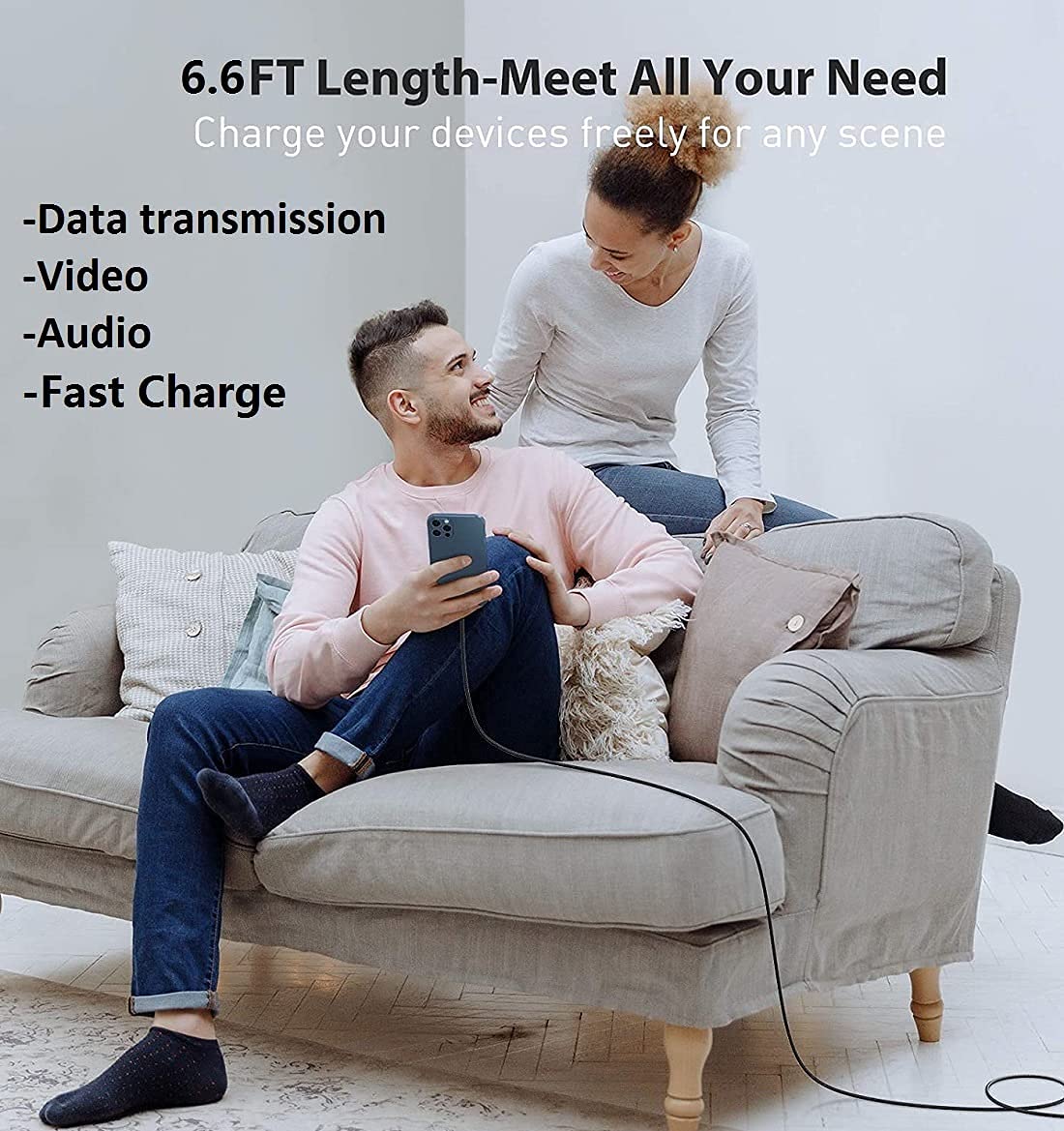 NBYILONG 3.3FT Lightning Extension Cable for iPhone - Fast Charging & Data Sync, Supports Audio/Video/Pictures - Durable Black Charger Extender (Perfect for Home, Office & Travel Use)