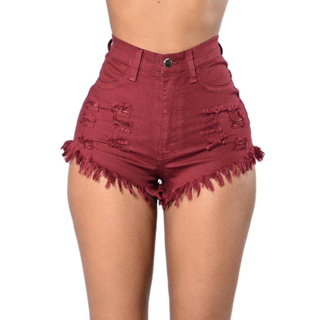 WOCACHI Women's High Waist Stretch Denim Shorts - Summer Fashion for Casual Outings