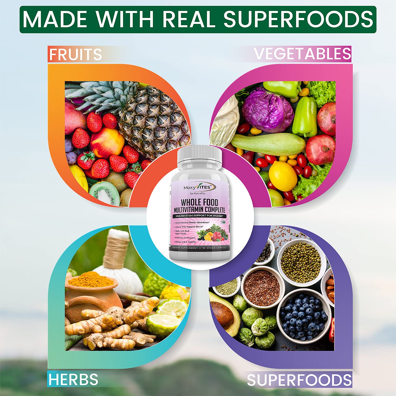 Best Organic Multivitamin for Women with Iron - 44 Whole Food & Fermented Nutrients - Daily Vegan Vitamin Supplement for Complete Multisystem Support - 90 Non-GMO Capsules - Boost Energy & Immunity for Active Lifestyles, Pregnancy, and Post-Workout Recovery