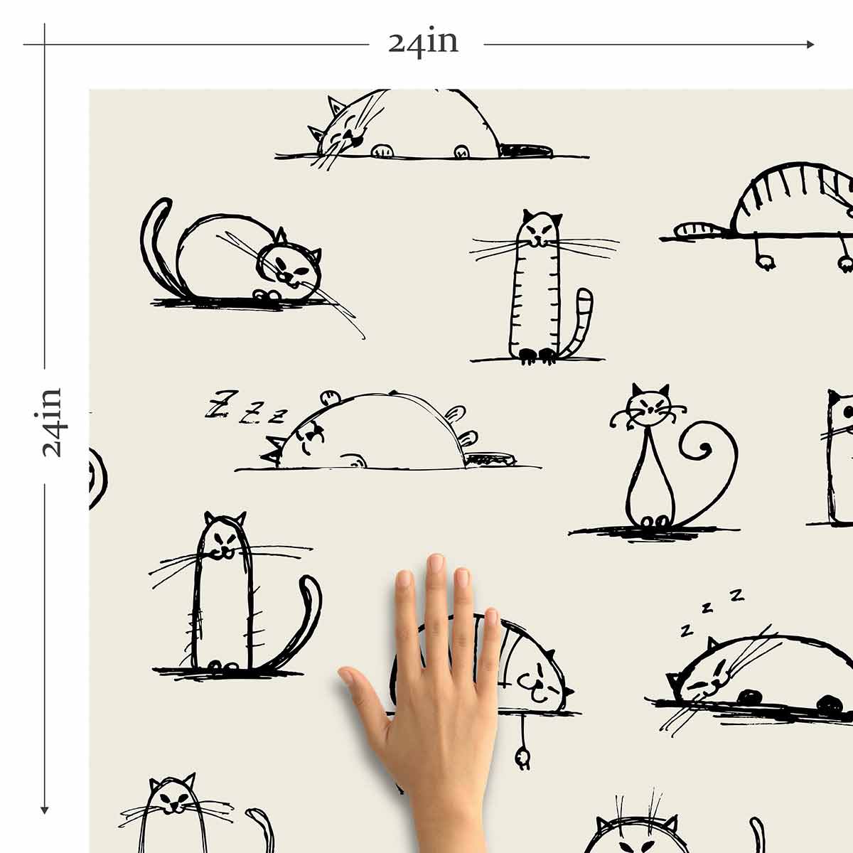 Beige Cat Peel and Stick Removable Wallpaper - Self-Adhesive Decorative Wall Covering for Bedroom, Nursery, or Office - Easy to Install & Remove