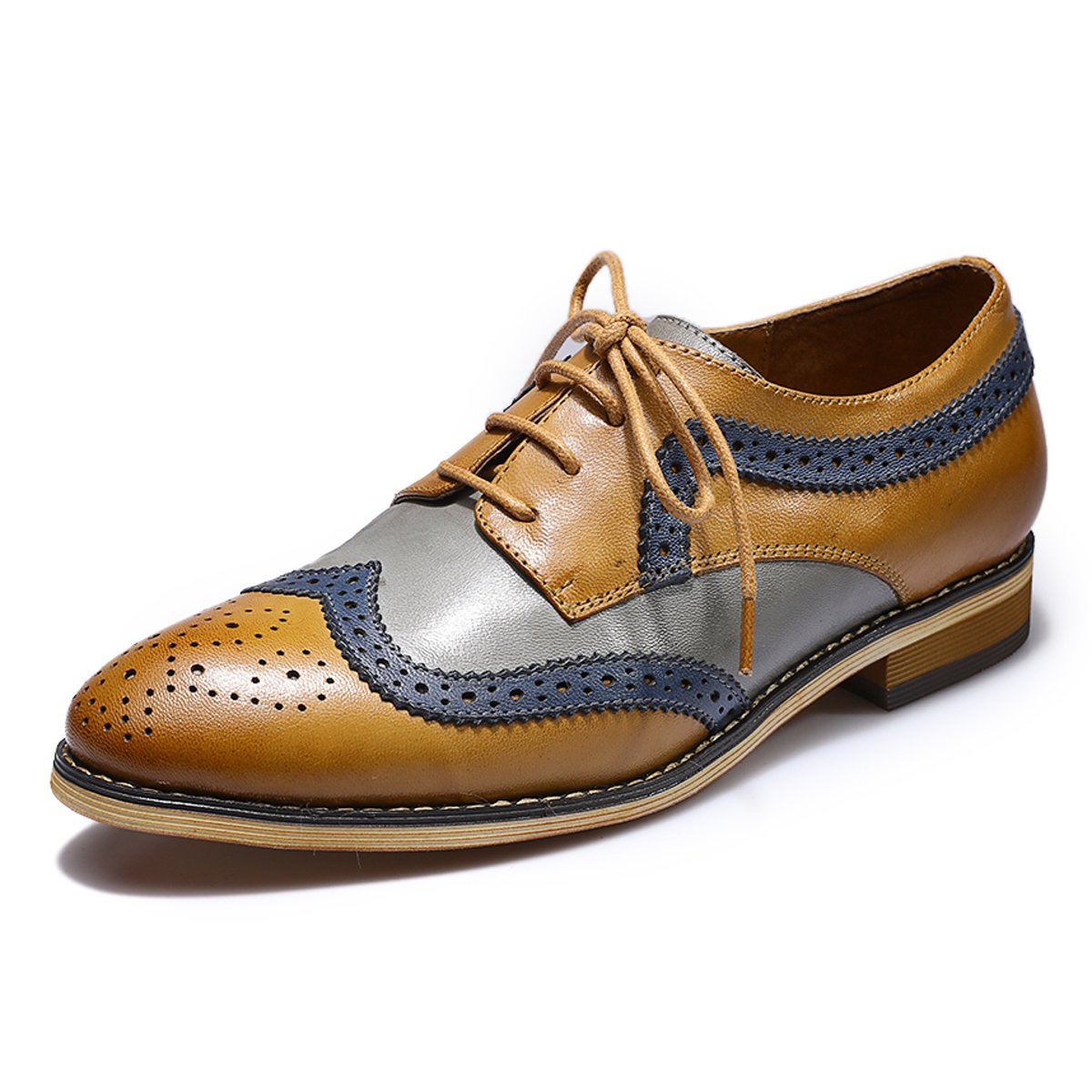 Handmade Leather Wing Tip Oxford Brogue Shoes for Women - Classic Lace-Up Derby Style for Office, Business & Formal Occasions