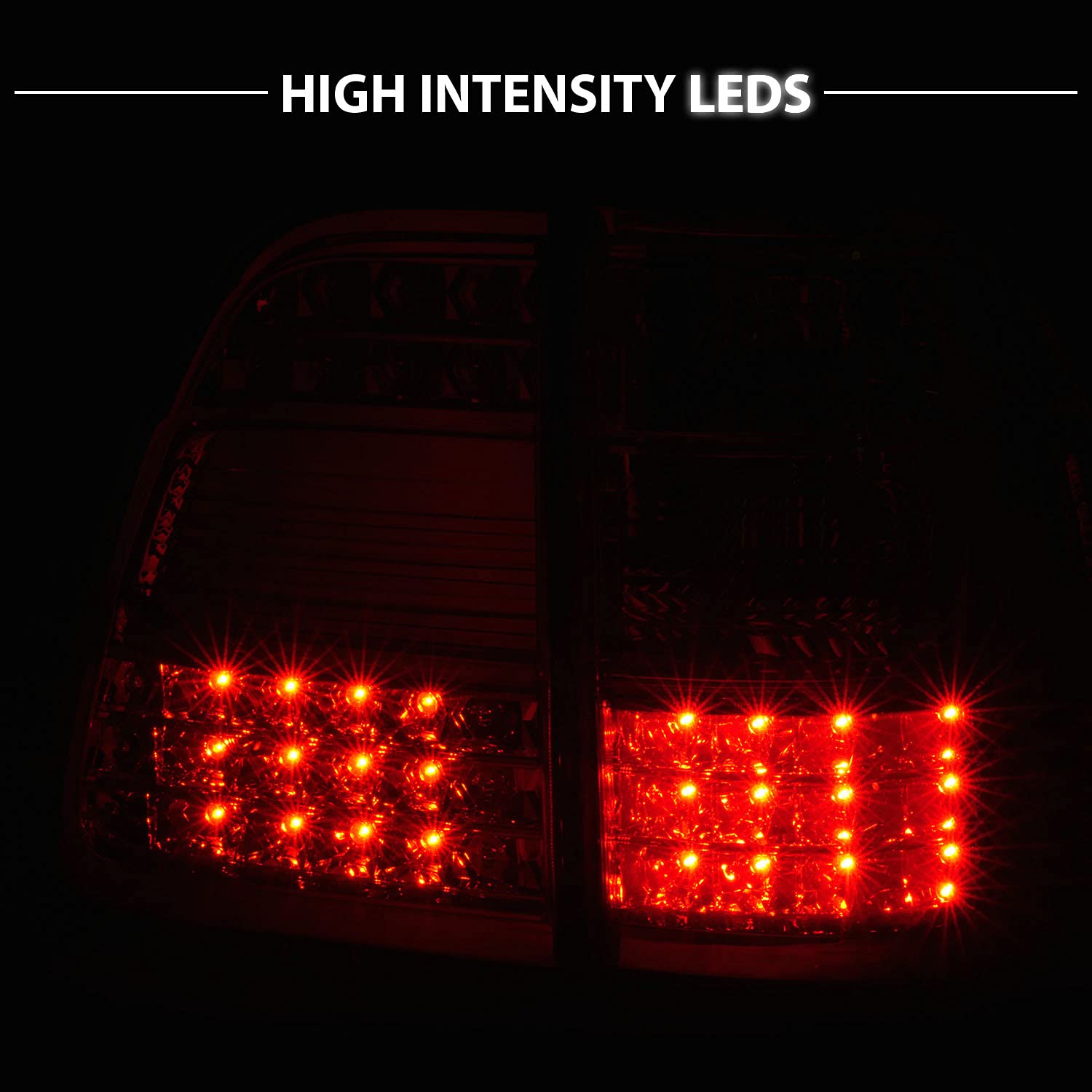 AmeriLite Red/Clear LED Brake Tail Lights Replacement Set for 1998-2005 Toyota Land Cruiser - Left & Right Side - Durable & Bright LED Lights for Enhanced Safety & Style - Perfect for Off-Road Adventures & Night Driving