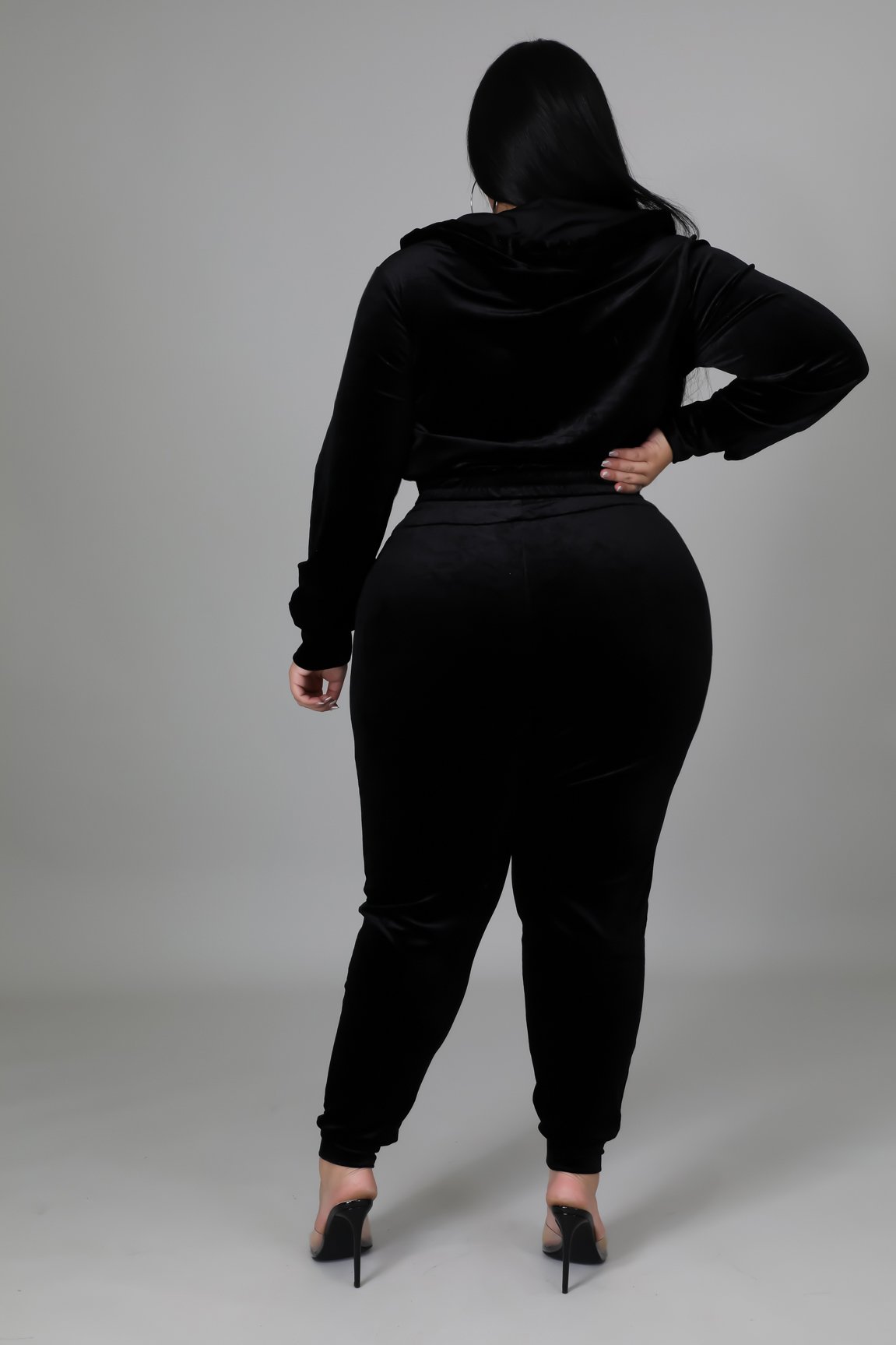 Chicago Winds Women's Curve Pant Set - Black | High Waisted Stretch Joggers & Matching Top for Casual Wear, Lounge & Workout