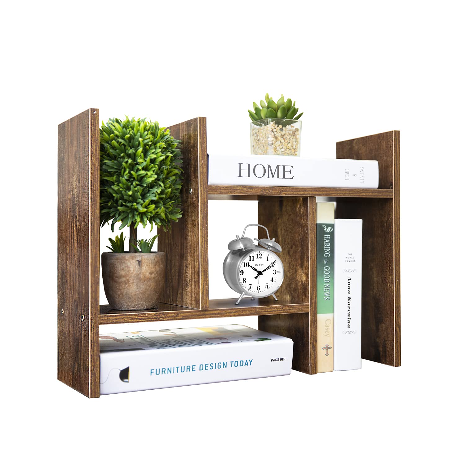 Adjustable Wood Desk Shelf Organizer - Multipurpose Desktop Storage for Office & Home - Mini Bookcase & Display Rack - Perfect for Workspace Organization, Book Display, and Home Decor