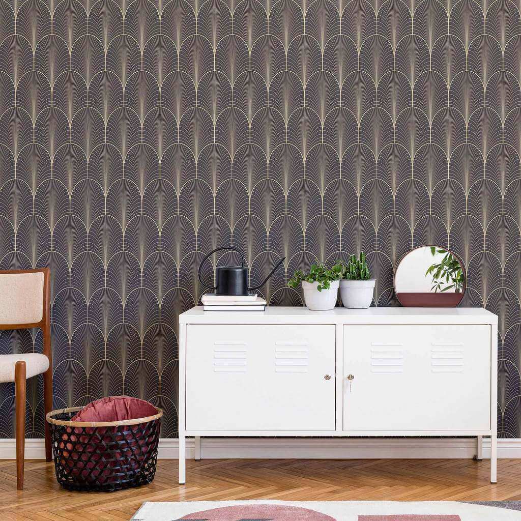 Black Arch Peel and Stick Removable Wallpaper 9934 - Self-Adhesive Decorative Wall Covering for Bedroom, Living Room, and Office Decor