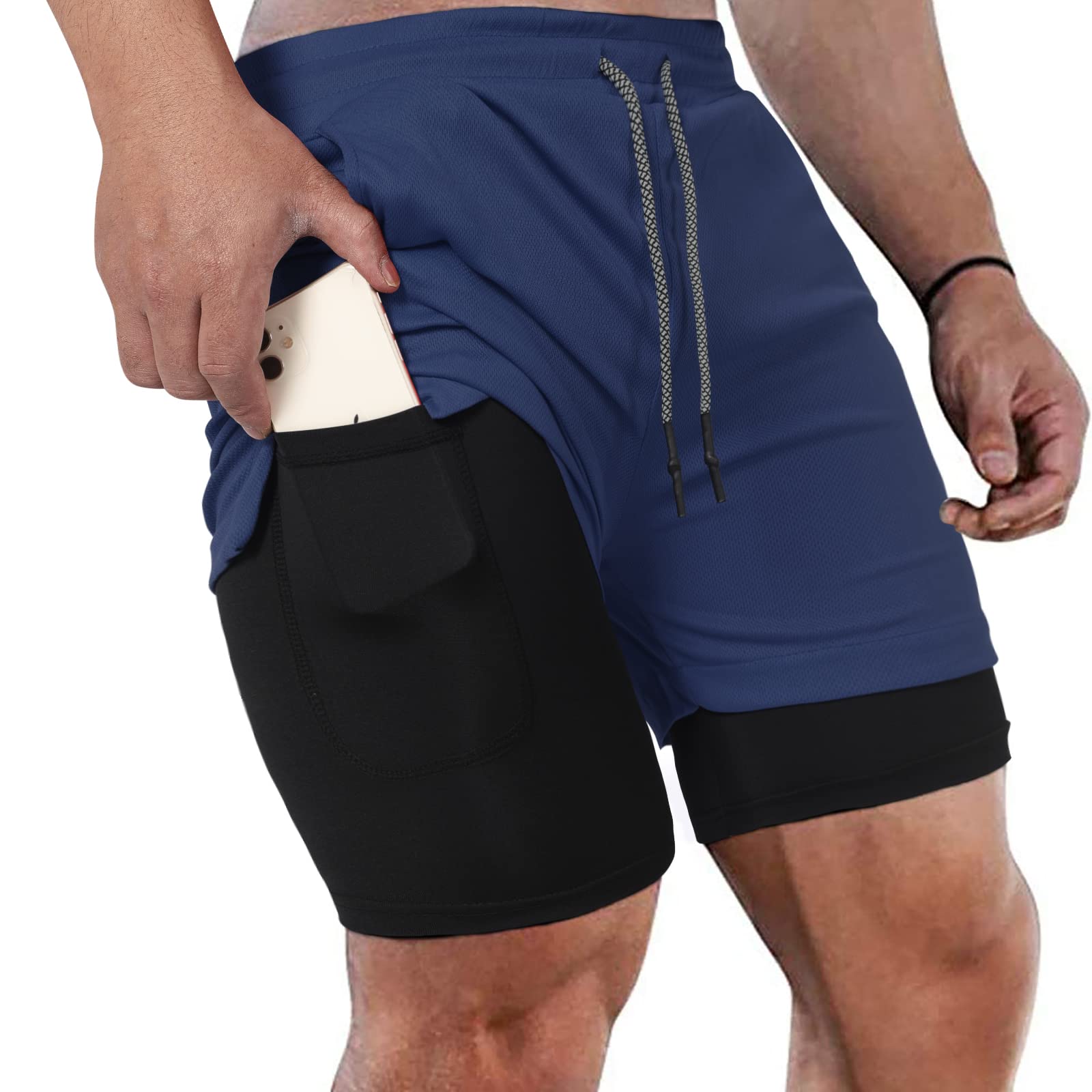 **Men's 2-in-1 Workout Shorts with Liner - Quick Dry Running & Athletic Shorts for Gym, Jogging & Outdoor Sports**