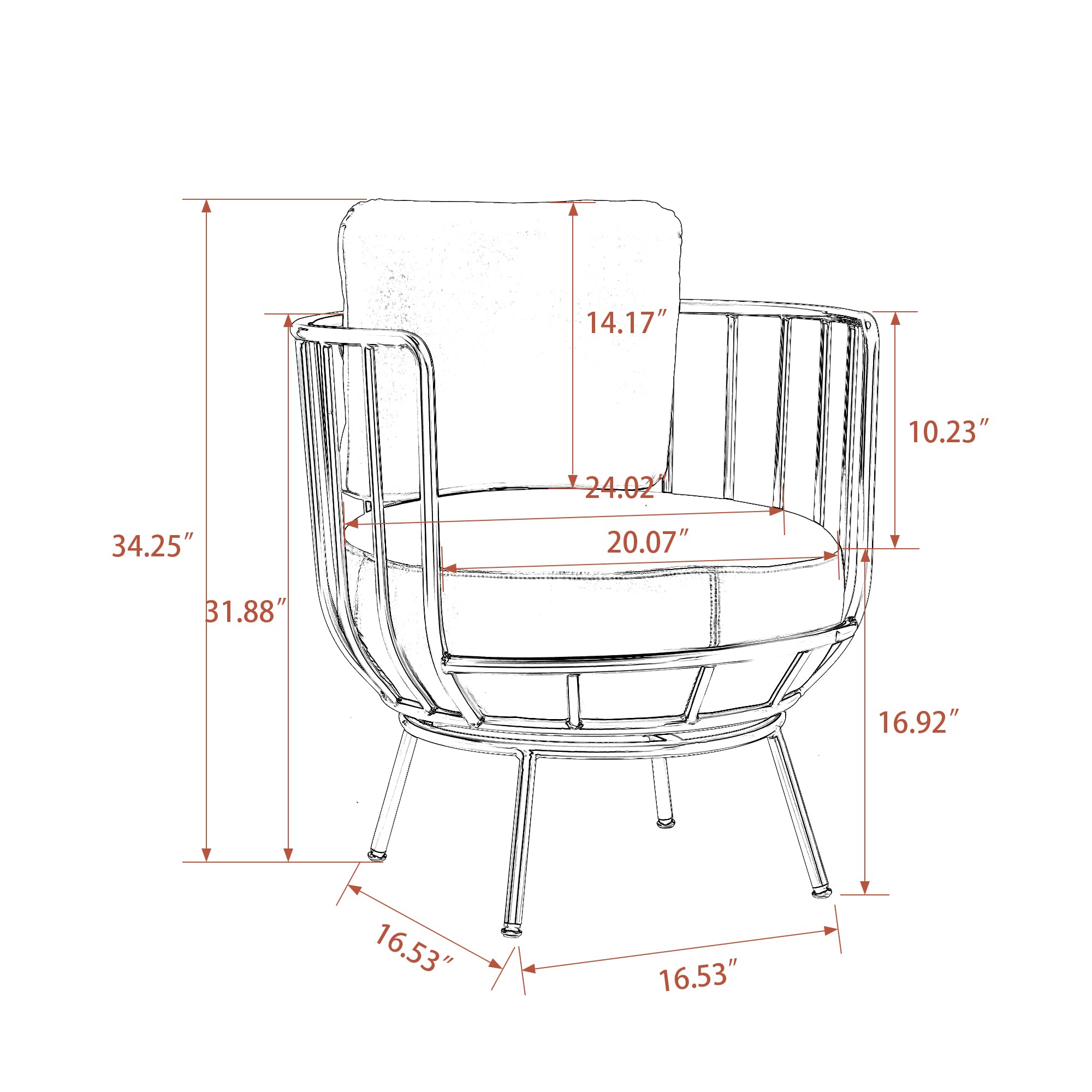 annjoe Modern Accent Swivel Barrel Chair with Round Arms & Sturdy Metal Legs - Perfect for Living Room, Bedroom, Office & Reading Nook