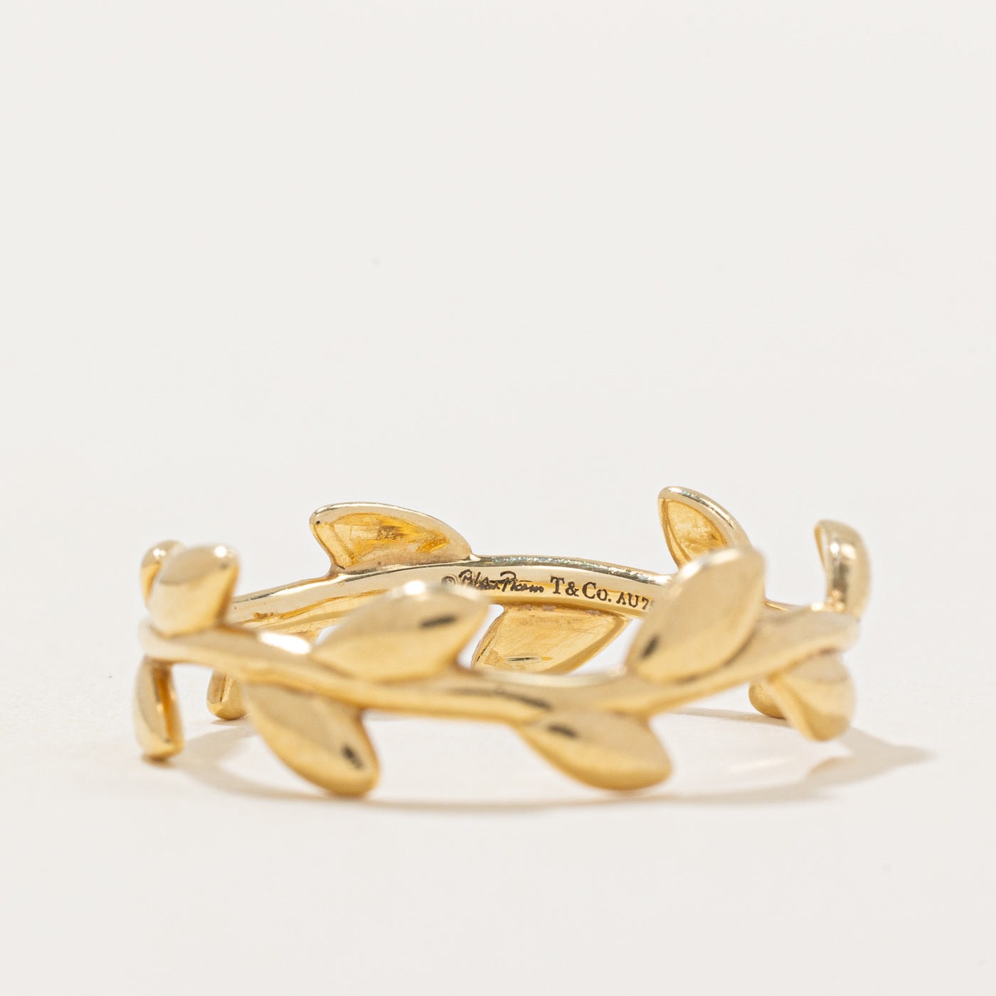 Tiffany & Co Paloma Picasso Olive Leaf Band Ring - 18k Yellow Gold, Narrow Size 8, Elegant Dainty Jewelry for Women | Perfect for Weddings, Anniversaries & Everyday Luxury Wear
