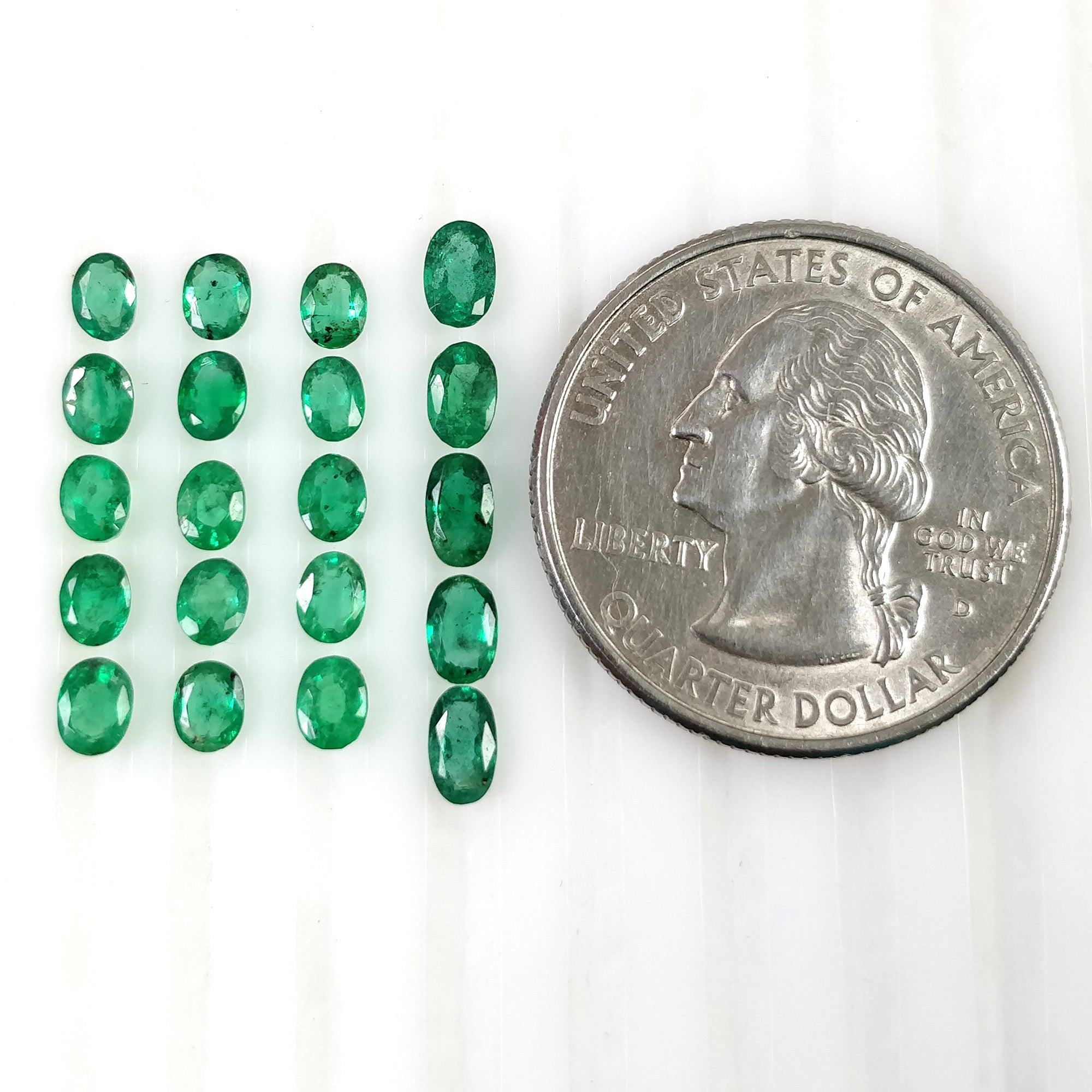 Natural Untreated Green Emerald Gemstone - 3.90cts Oval Cut (4x3mm & 5x3mm) 20pcs | Jewelry Making, Engagement Rings & Healing Crystals