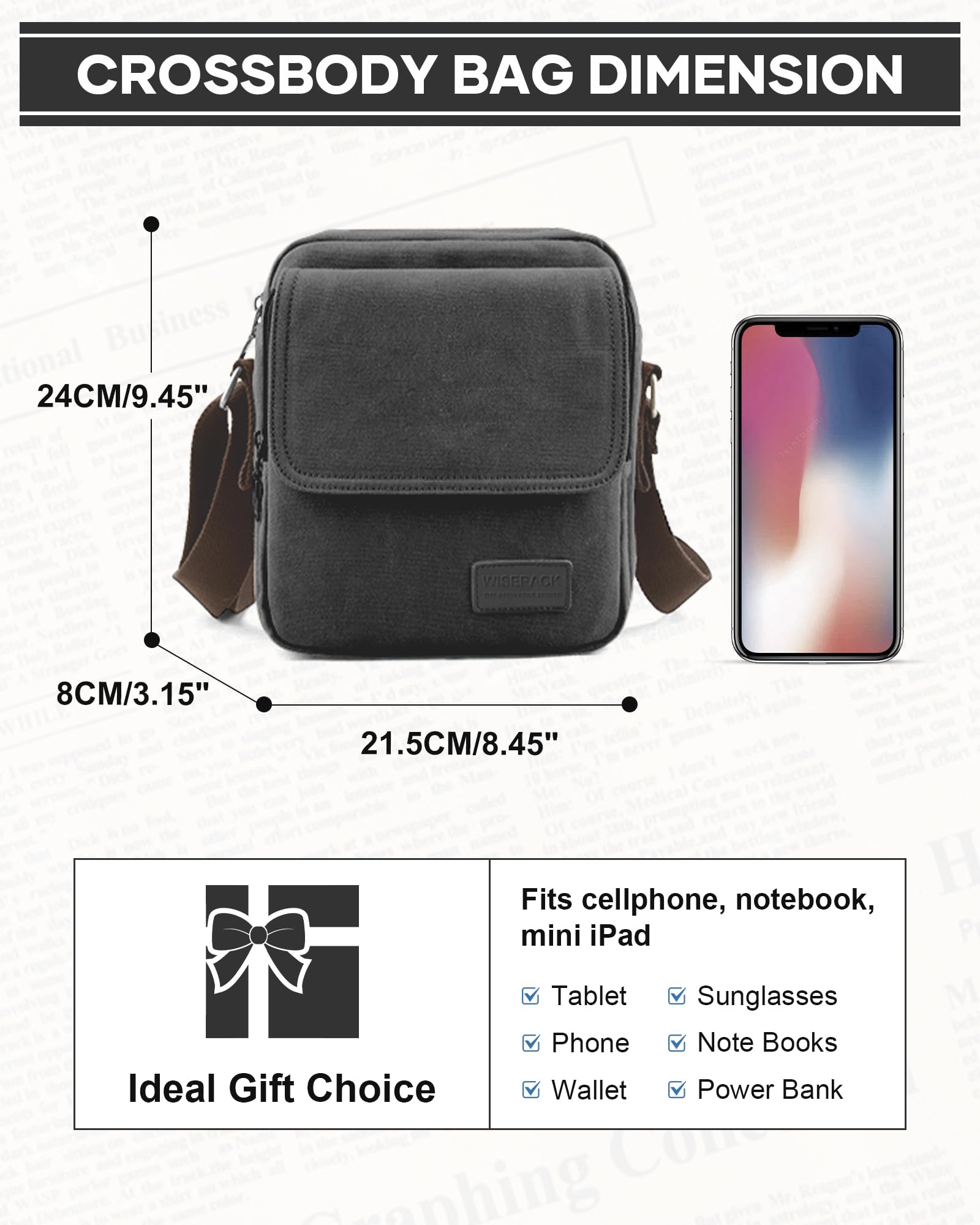 Men's Canvas Crossbody Bag - Durable Messenger Shoulder Satchel for Everyday Use | Perfect for Work, Travel & Casual Outings