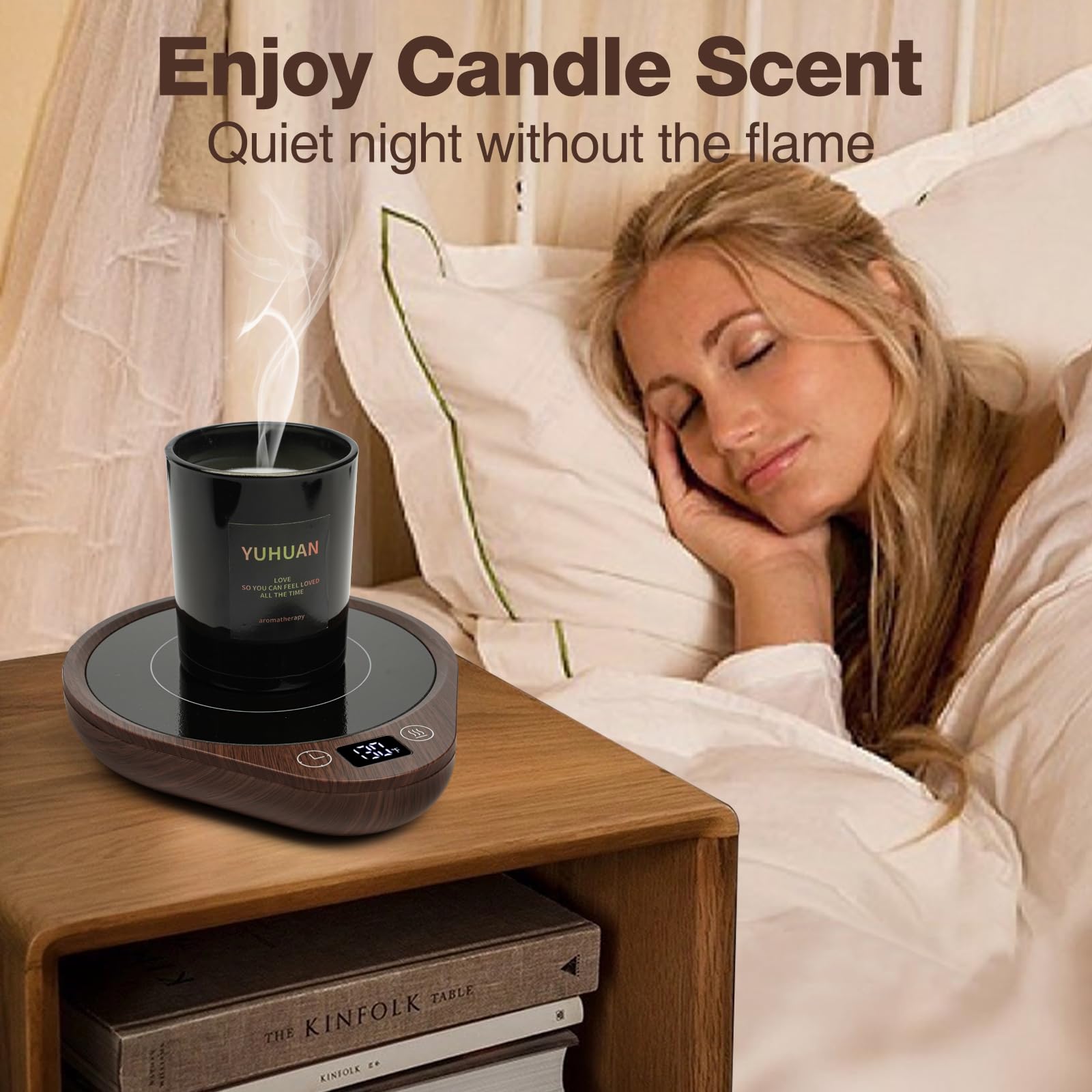 PUSEE Electric Coffee Mug Warmer with 4H Auto Shut Off & 3-Temperature Settings - Large Candle Warmer Plate for Desk, Tea, Milk, Cocoa - Perfect for Office, Home, and Gifts
