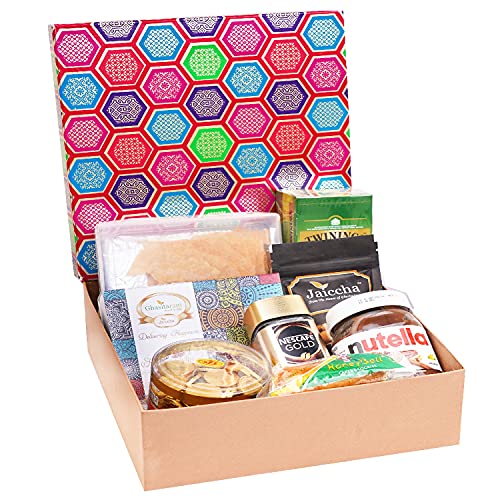 Premium Diwali Gift Hamper Box - 7 Gourmet Indian Sweets & Snacks | Festive Celebration, Corporate Gifting, Family Treats