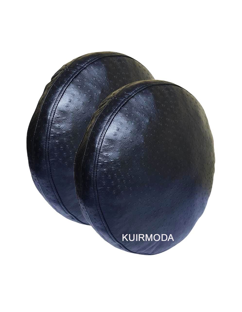 Premium Lambskin Round Leather Pillow Cover Set of 2 - 16 Inch Decorative Sofa Cushion Case for Living Room & Bedroom - Soft Circular Throw Pillow Covers in Black | Perfect for Cozy Home Decor, Accent Seating & Luxury Interior Styling