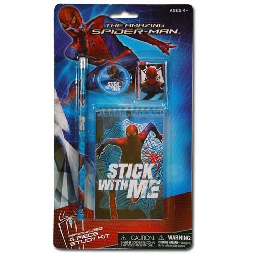 Spider-Man 4-Piece School Supply Set - 1 Memo Pad, 1 Eraser, 1 Pencil Sharpener & 1 Pencil on Blister Card | Perfect for Back to School, Classroom Essentials & Marvel Fans Gifts