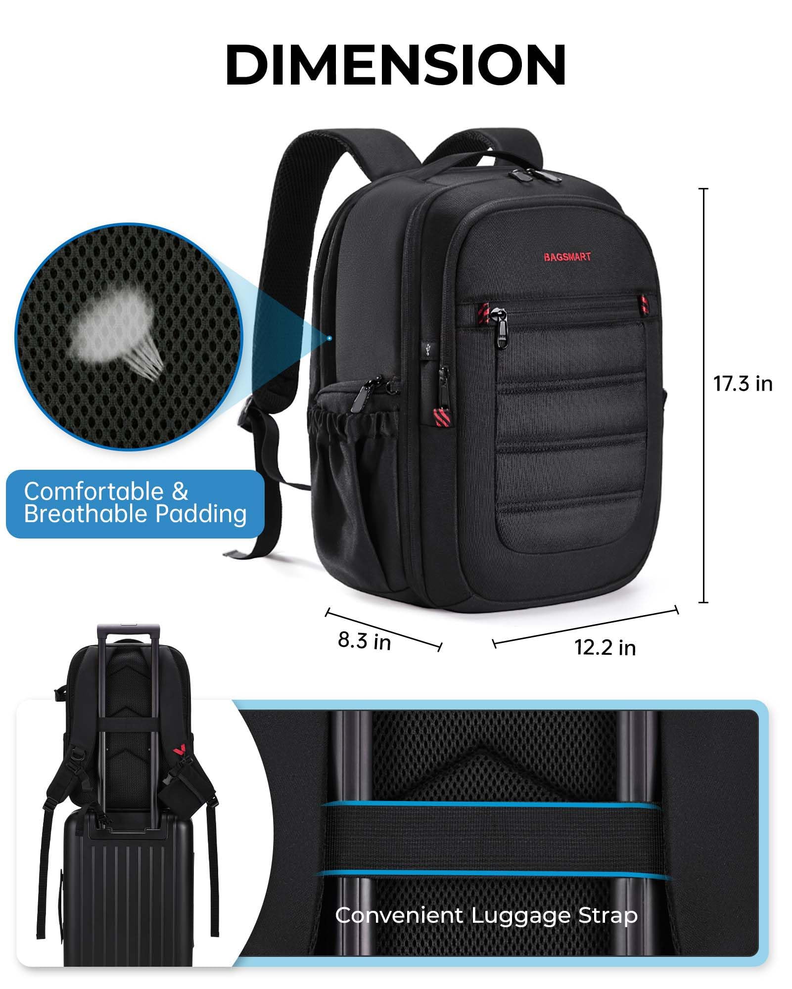 BAGSMART Expandable DSLR SLR Camera Backpack for Photographers - Waterproof Photography Travel Bag with 15.6