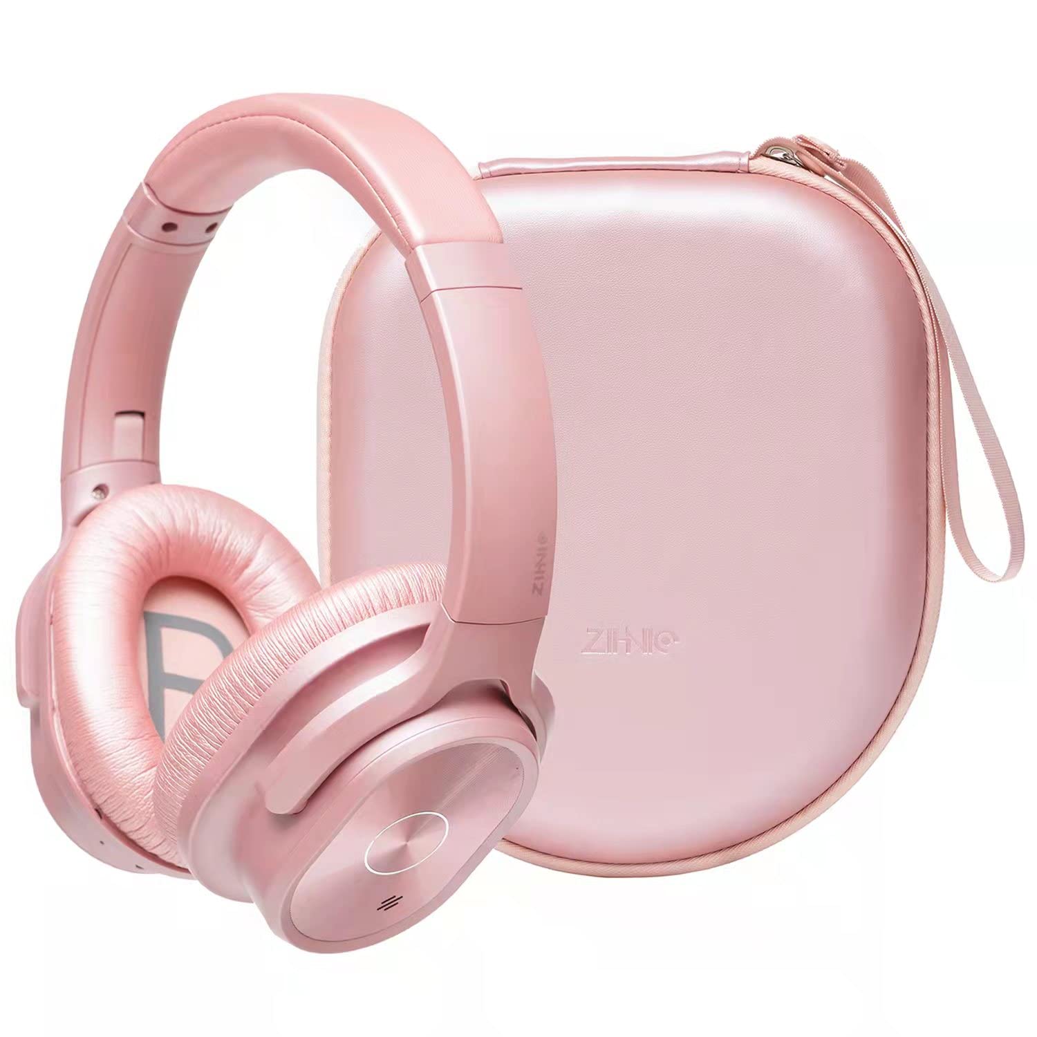 ZIHNIC 2-Pack Rose Gold Active Noise Cancelling Wireless Headphones & Black Bluetooth Headset Bundle - Perfect for Travel, Work, and Gym Use