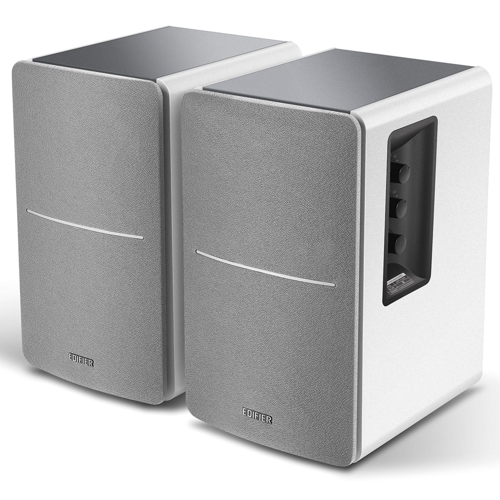 Edifier R1280DB Bluetooth Bookshelf Speakers - Wireless Studio Monitors with Optical Input, 4 Inch Near Field Speaker, 42W RMS, Wood Grain (White) - Perfect for Home Audio, Gaming & Music Streaming