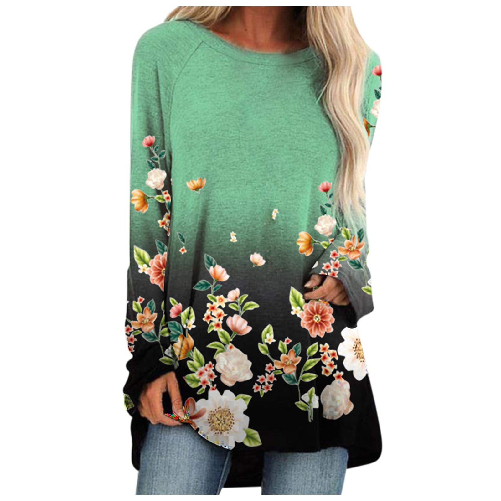 Women's Black Long Sleeve Button Down Shirt with Butterfly Floral Print - Loose Fit Casual Tops for Work, Date Night & Everyday Wear