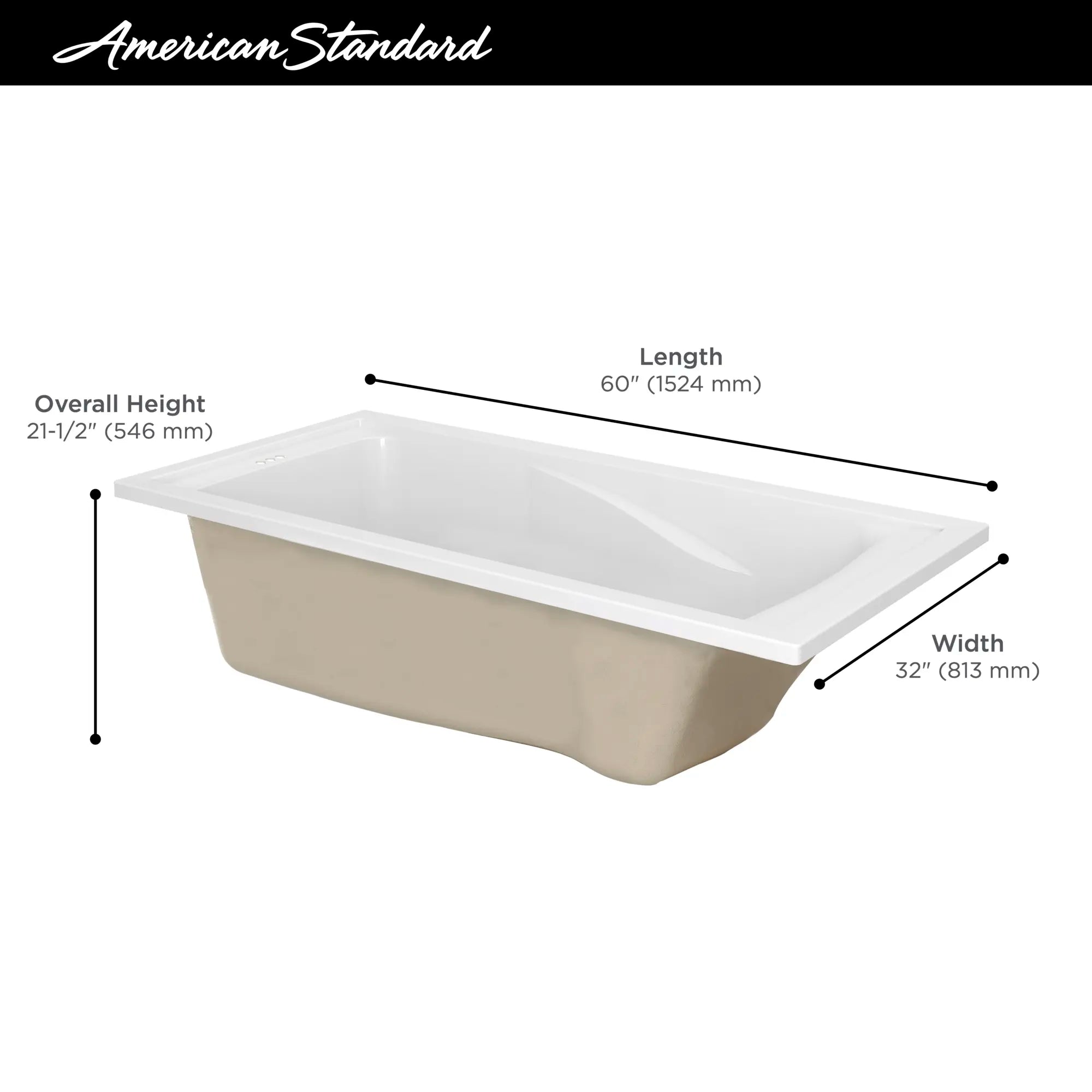 Evolution® 60 x 32 Inch Deep Soak® Drop-In Bathtub - Luxurious Freestanding Soaking Tub for Spa-Like Relaxation at Home