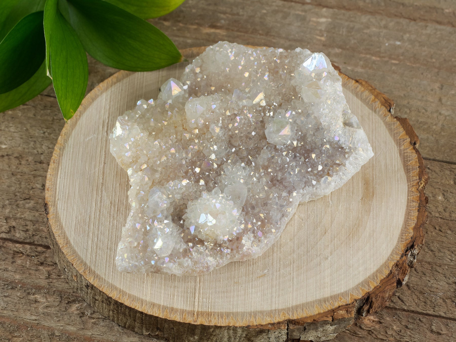 Rainbow Aura Quartz Crystal Cluster - Natural Spirit Quartz Healing Stone for Meditation, Reiki & Energy Work - Metaphysical Decor for Home, Office & Sacred Space (R0421)
