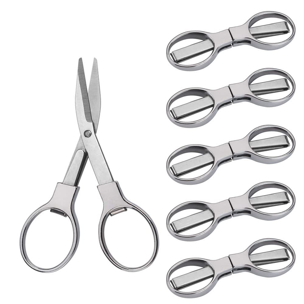 6 Pack Folding Scissors - Portable Telescopic Safety Scissors for Travel, Camping, Office & Home Use | Compact & Lightweight for DIY, Crafting, First Aid & Outdoor Adventures