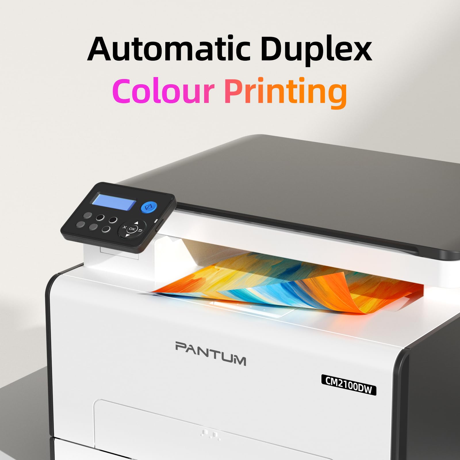 PANTUM CM2100DW Wireless Color Laser Printer with Auto Duplex Printing - All-in-One Print, Copy, Scan - 20 PPM, WiFi/USB/Ethernet Connectivity - Compact & Lightweight A4 Printer for Home Office & Small Business | Perfect for Document Printing, School Projects & Remote Work