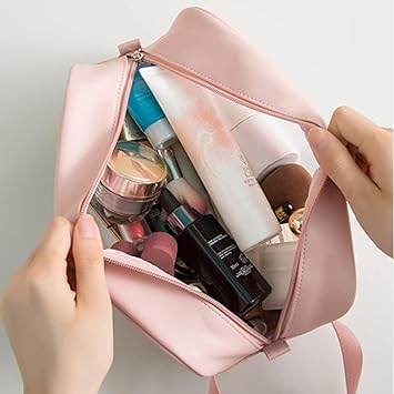 Keetly Premium Makeup Bags Set for Women - Waterproof Cosmetic Organizer & Spacious Toiletry Pouch | Travel Wash Bag for Bath Accessories, Grooming Kit & Beauty Essentials | Perfect for Vacation, Gym & Daily Use (Pink)