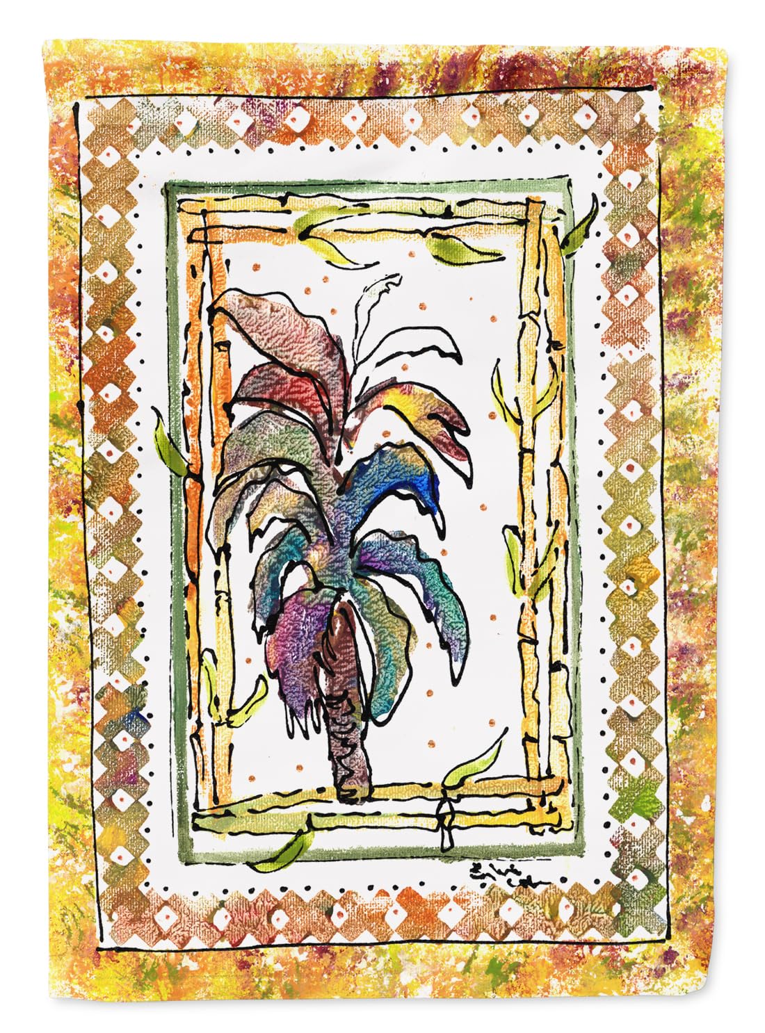 Caroline's Treasures 8615GF Colorful Palm Tree Garden Flag - Decorative Mailbox & Yard Banner for Outdoor Patio, Flower Beds, and Lawn Decor | Perfect for Tropical-Themed Gardens, Beach House Entryways, and Summer Backyard Parties
