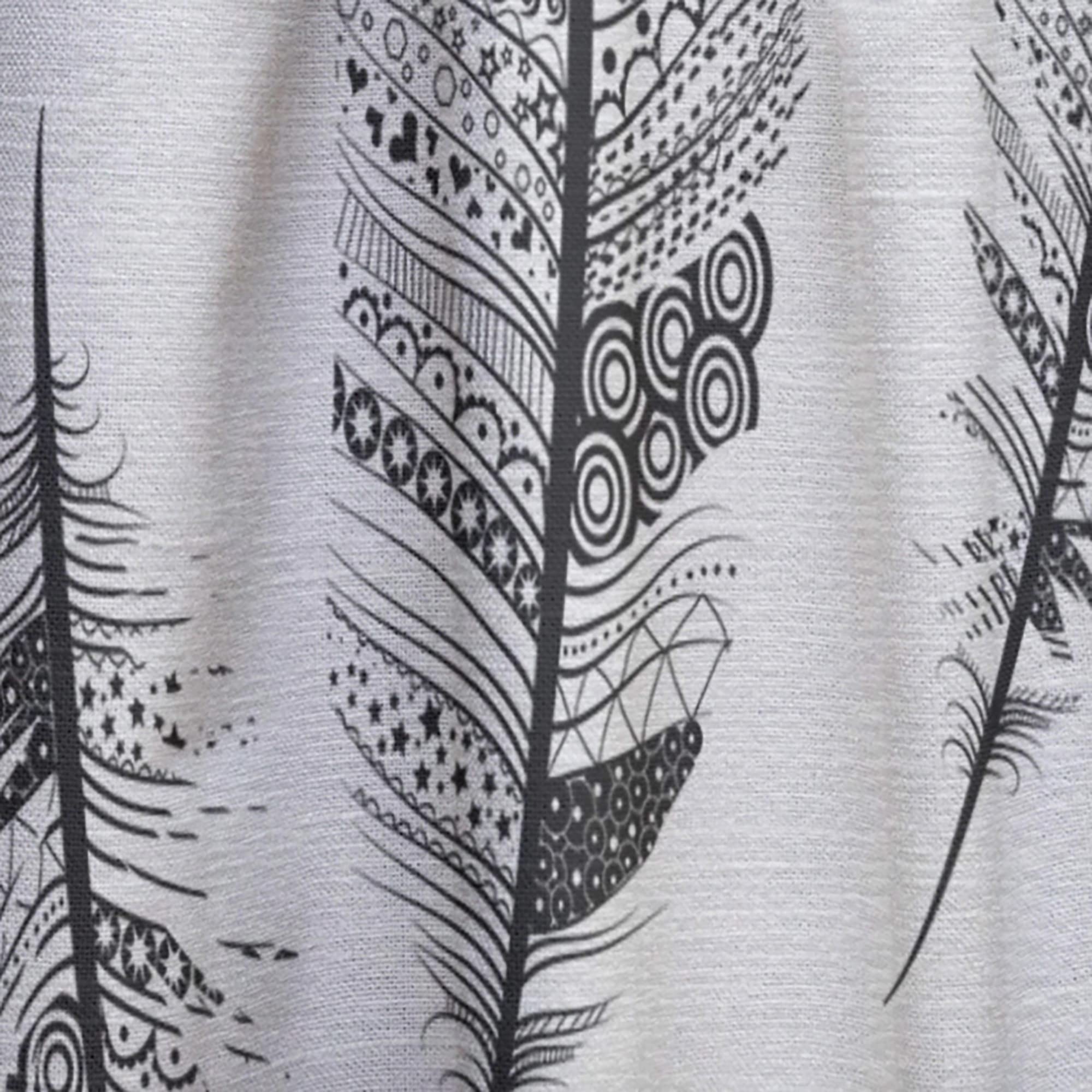 DesignQ Vintage Feathers & Tribal Pattern Blackout Curtains - Thermal Insulated Single Panel 52x120 Inches - Perfect for Bedroom & Living Room Window Treatments