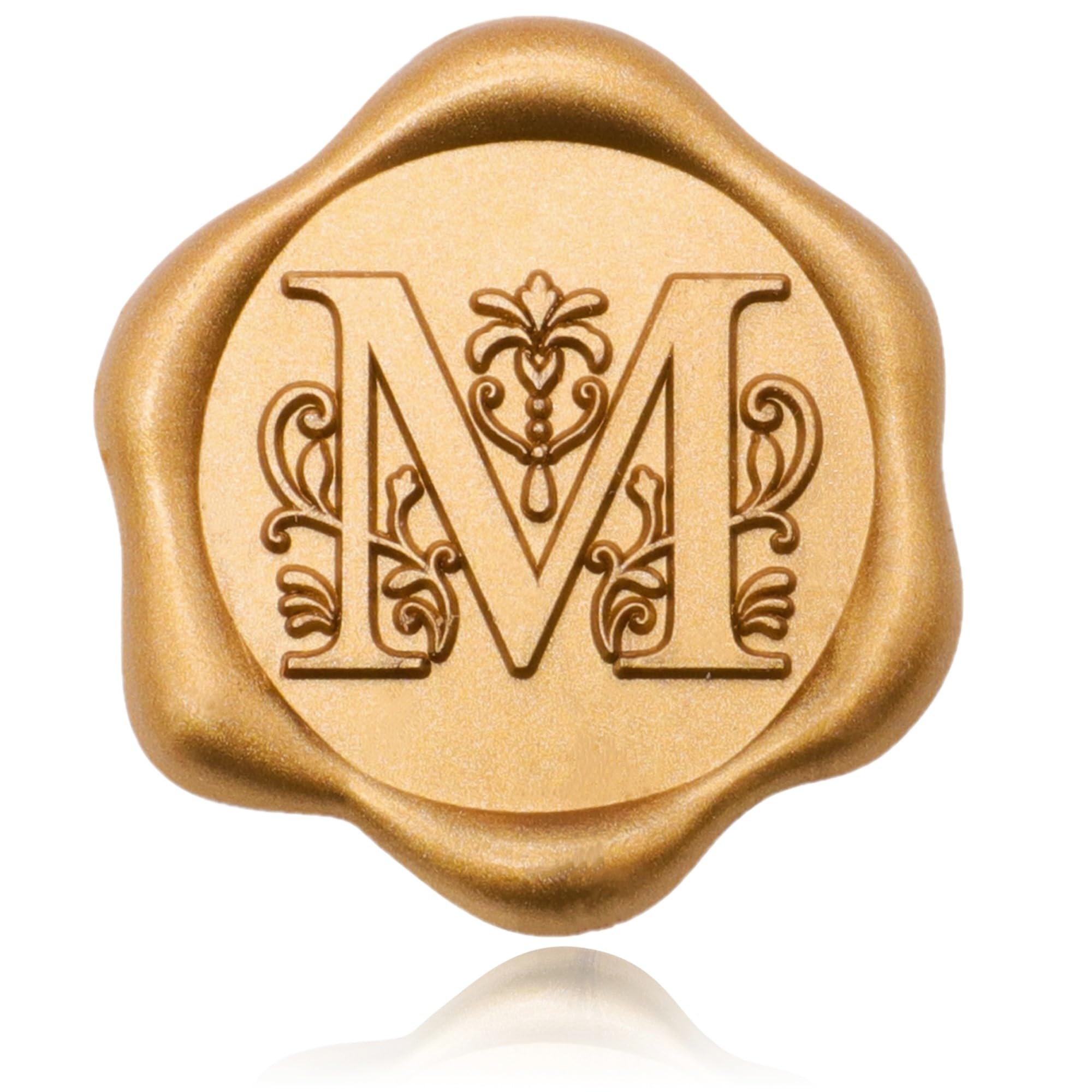 SWANGSA 50 Pack Letter M Wax Seal Stickers - Antique Gold Initial Alphabet Self-Adhesive Wax Seals for Wedding Invitations, Party Envelopes, Greeting Cards & DIY Scrapbooking