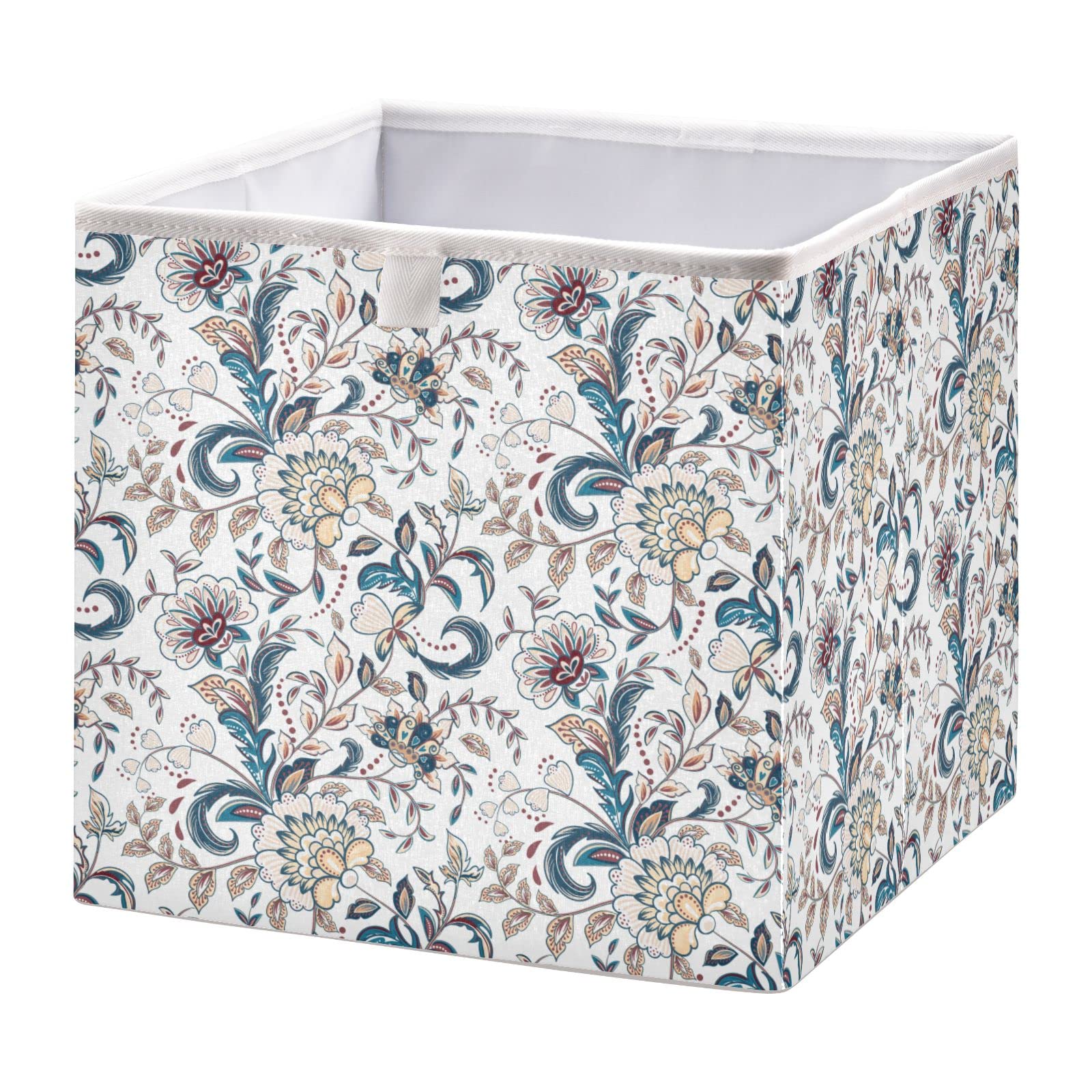 DOMIKING Provence Style Fabric Storage Bins - Foldable Closet Organizers with Sturdy Handles, 11 Inch Storage Boxes for Bedroom, Shelves & Home Decor | Perfect for Clothes, Toys & Seasonal Items Storage