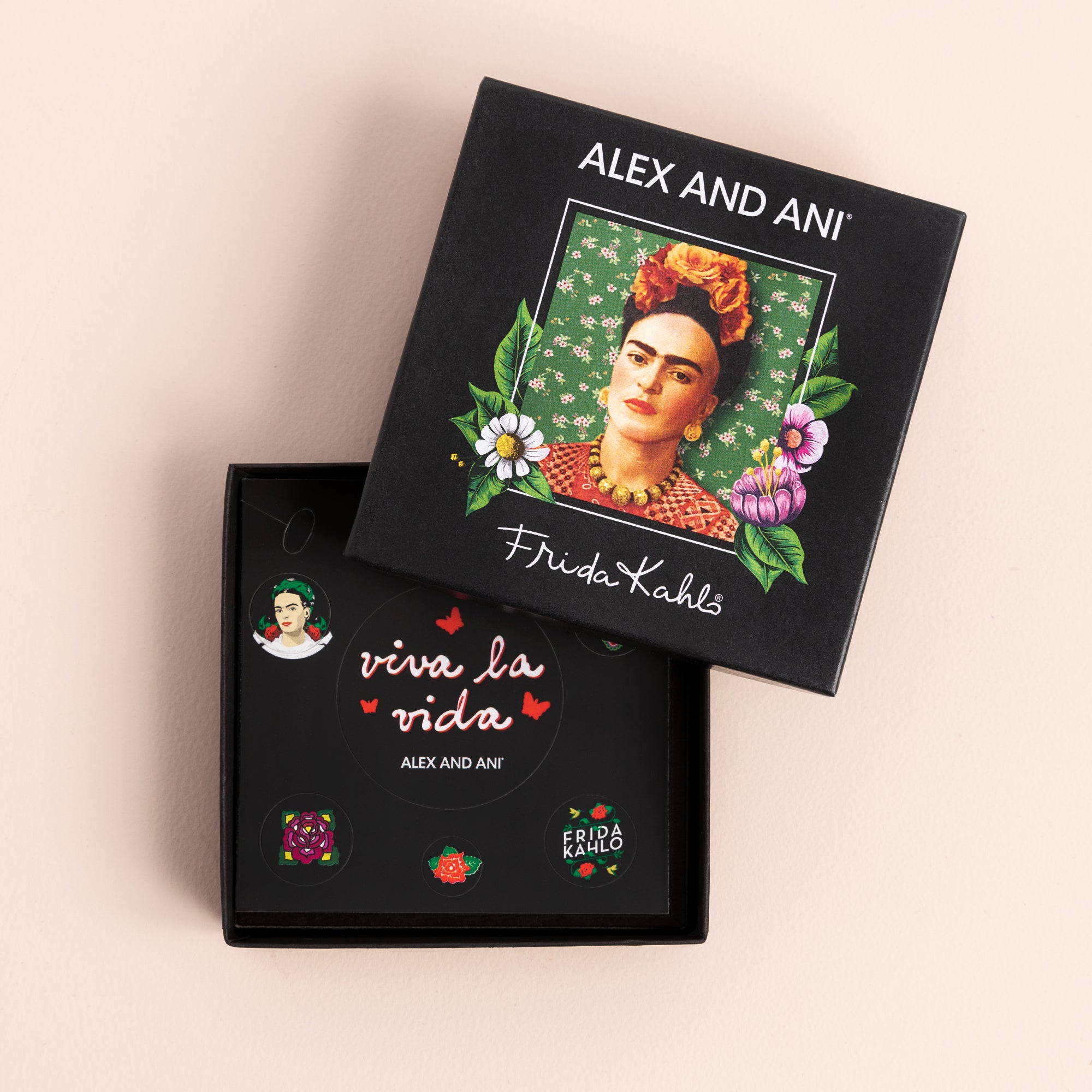 Frida Kahlo 'Viva la Vida' Sacred Heart Charm Bangle Bracelet Set of 2 - Mexican Folk Art Inspired Jewelry for Women, Perfect for Day of the Dead Celebrations & Boho Fashion Accessories