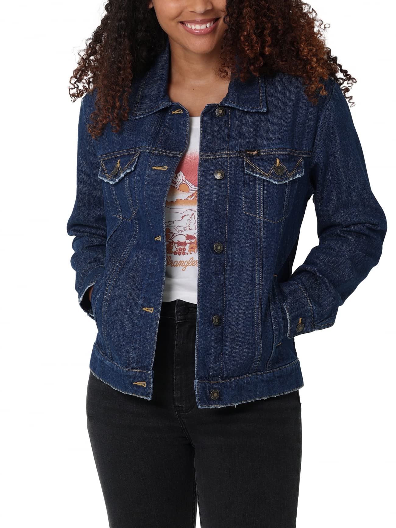 Wrangler Women's Memory Maker Jacket - Lightweight Denim Jacket for Casual Wear, Outdoor Activities & Travel | Comfortable & Stylish Western Fashion