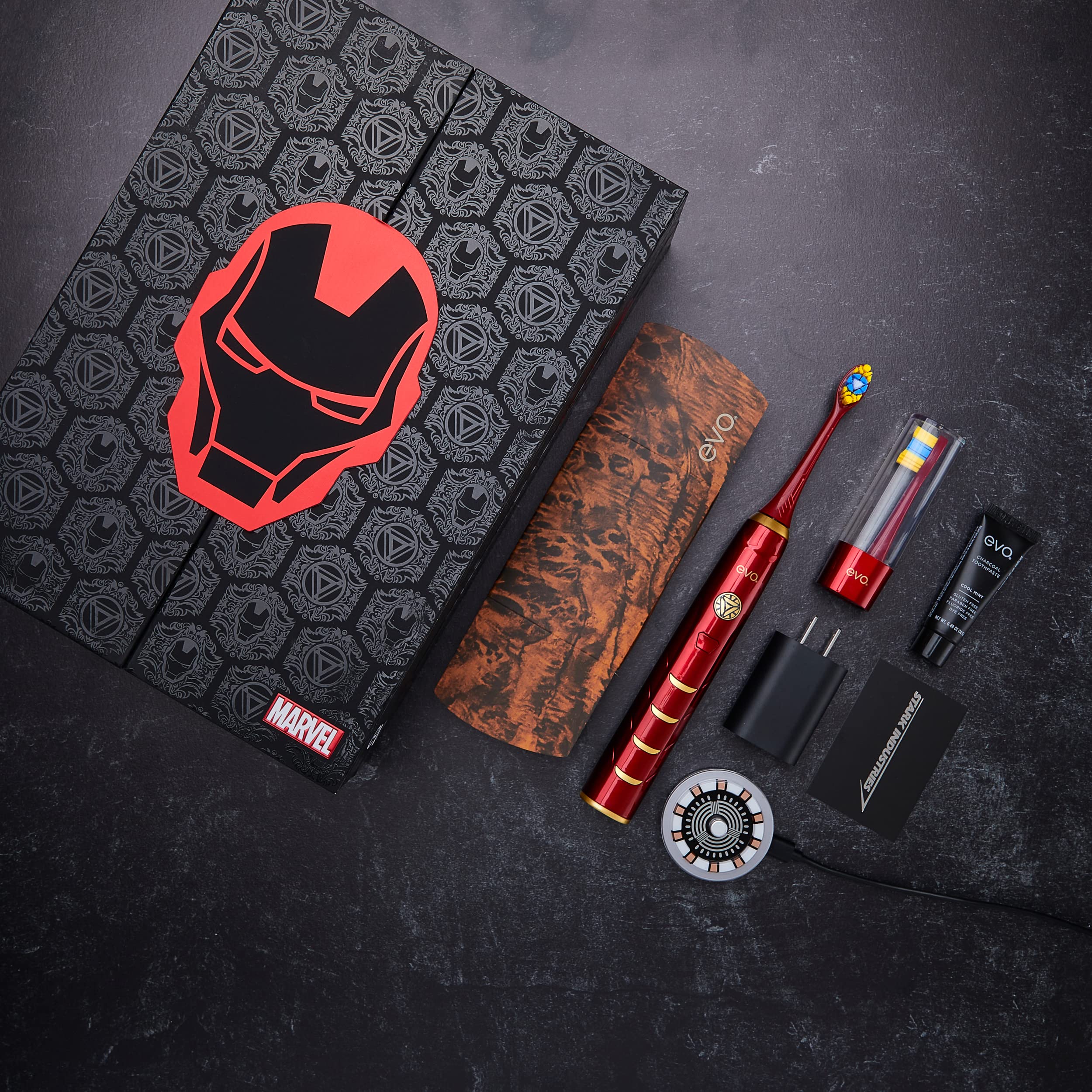 IRM-1 Iron Man Rechargeable Sonic Electric Toothbrush for Adults - Marvel Superhero Toothbrush with 2-Minute Timer, 4 Replacement Brush Heads & USB Charger - Perfect for Travel, Home Use & Gifts for Marvel Fans