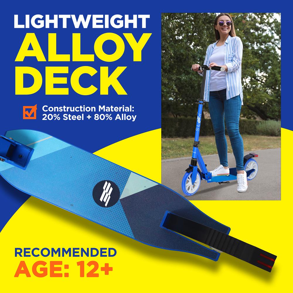 Foldable Kick Scooter for Adults & Teens - Lightweight Commuter Scooter with Adjustable Handlebar - Perfect for Urban Travel, Campus, and Daily Commute
