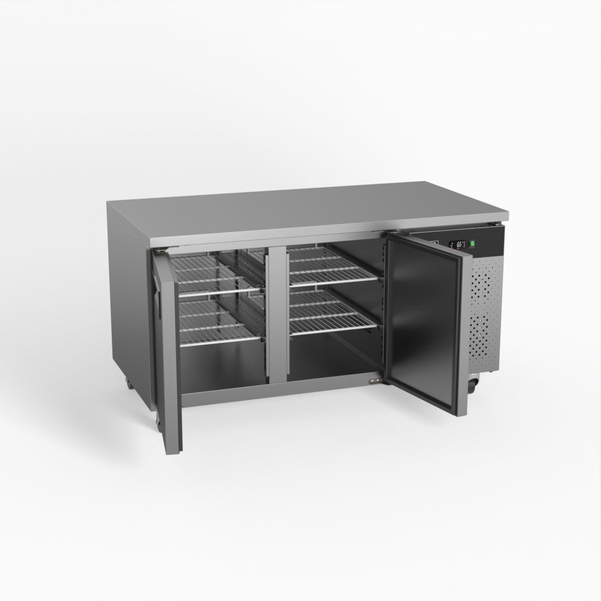 Commercial Under Counter Refrigerator - 2 Door Stainless Steel Worktop Fridge, 800mm Depth - Ideal for Restaurants, Cafes, and Commercial Kitchens