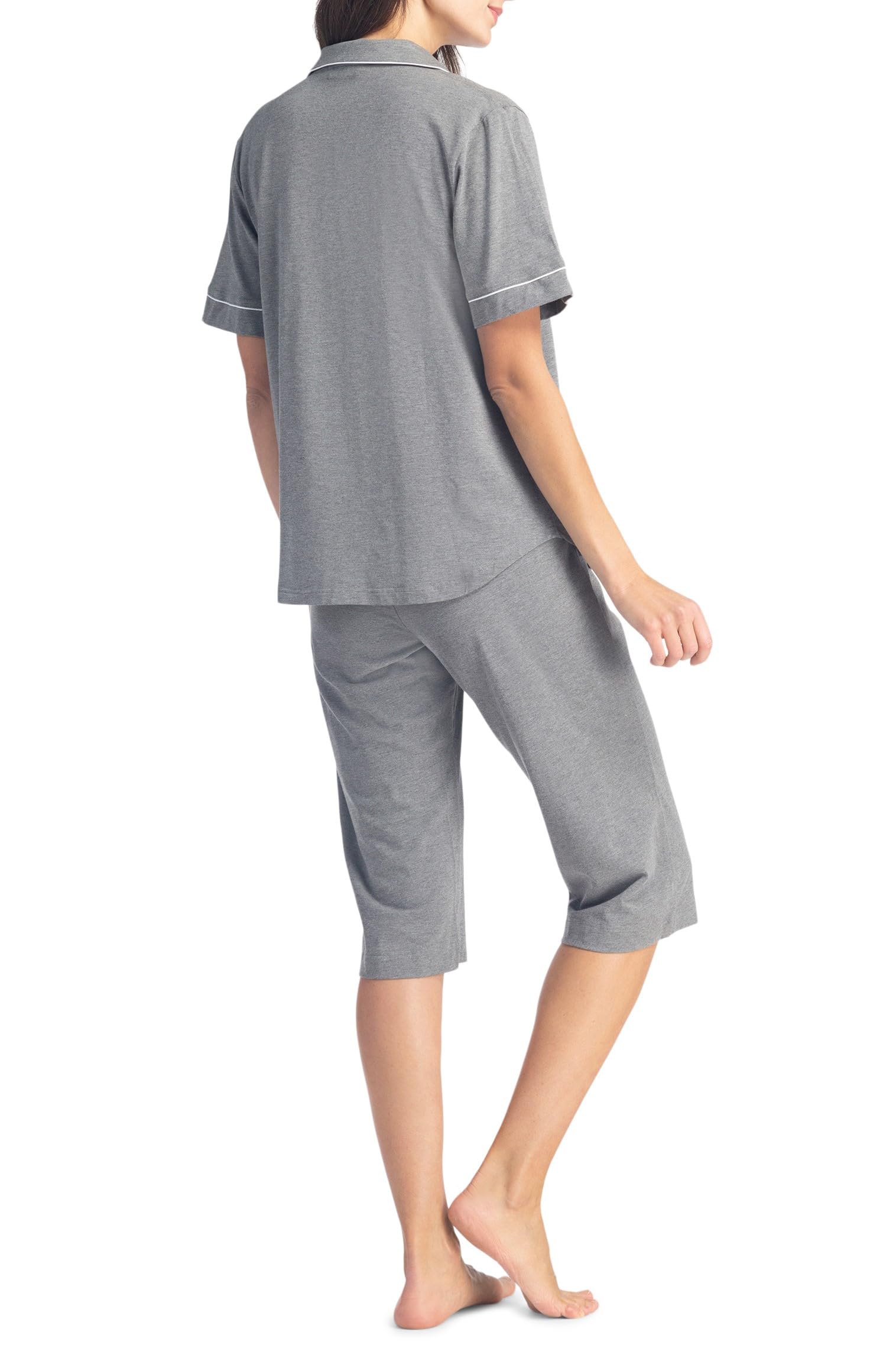 Fishers Finery Women's Button Down Capri Pajama Set - Soft Sleepwear with Gift Box for Comfortable Nights & Relaxing at Home