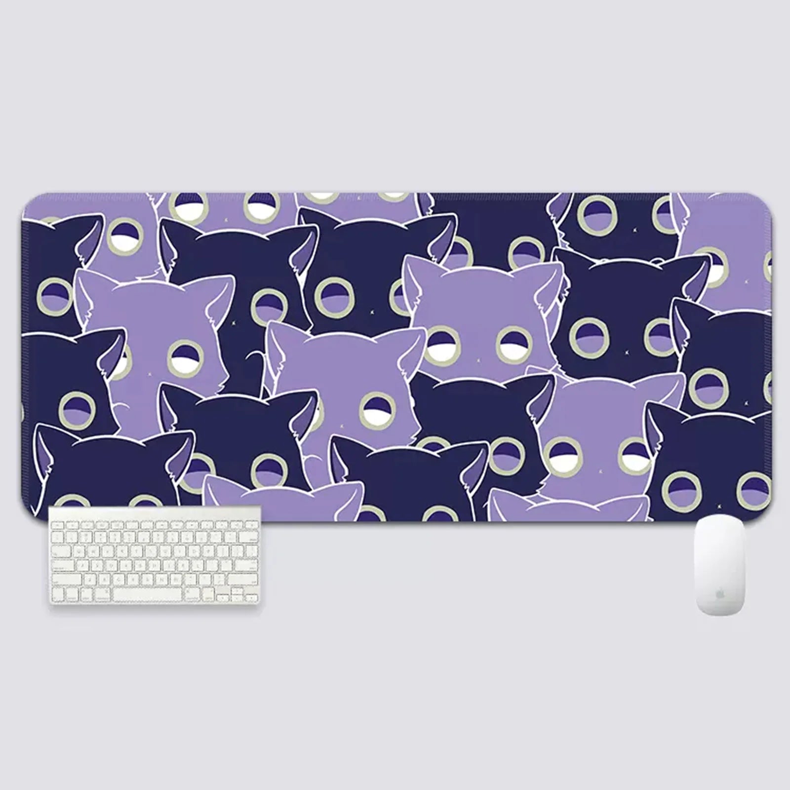 YUZNII Oversized Cartoon Kitten Mouse Pad - Non-Slip Gaming Desk Mat with Cute Cat Design, Large Extended Mousepad for Computer, Laptop, Office & Home Workspace (35.4x15.7 Inches) - Perfect for Work, Gaming & Study