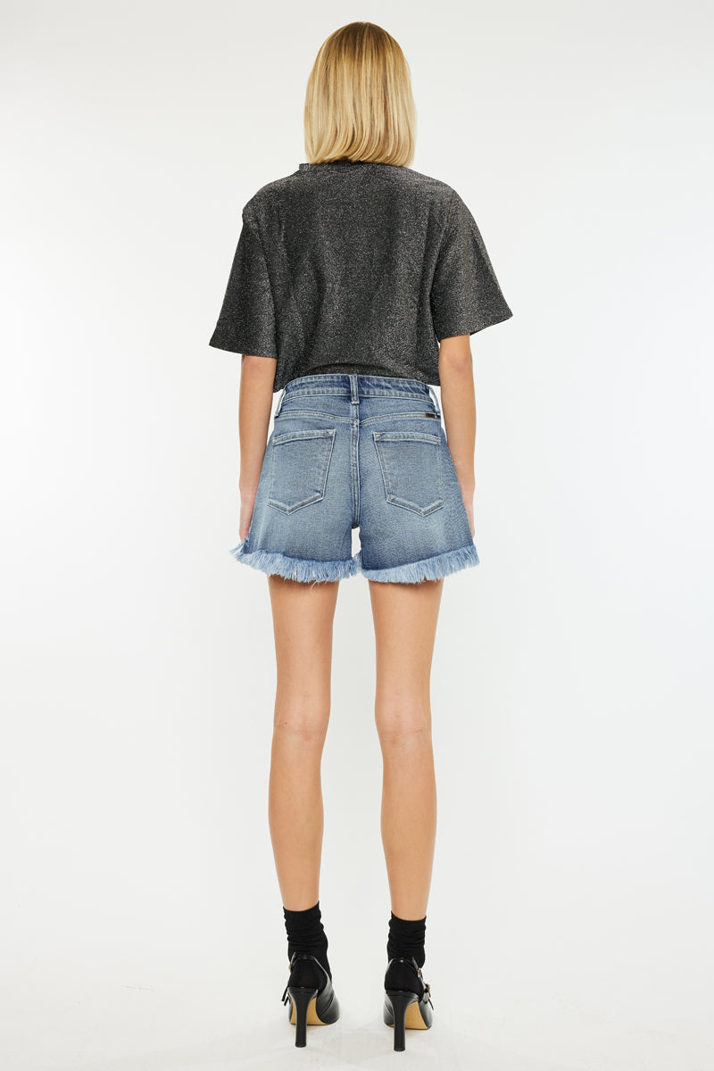 Elsie High Rise Mom Shorts - Women's Comfortable Stretchy Denim Shorts for Summer, Casual Wear & Outfits | Perfect for Beach, Vacation & Everyday Style