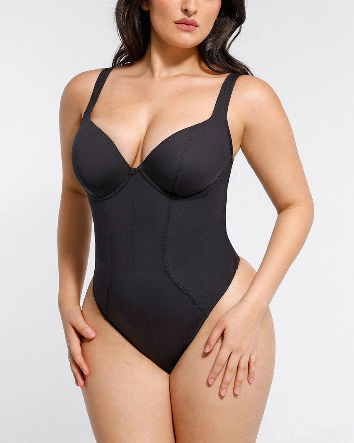 AirSlim® Chic Scoop Neck Thong Bodysuit for Women - Sexy Lingerie Bodysuit with Comfortable Fit - Perfect for Date Night, Boudoir & Everyday Wear
