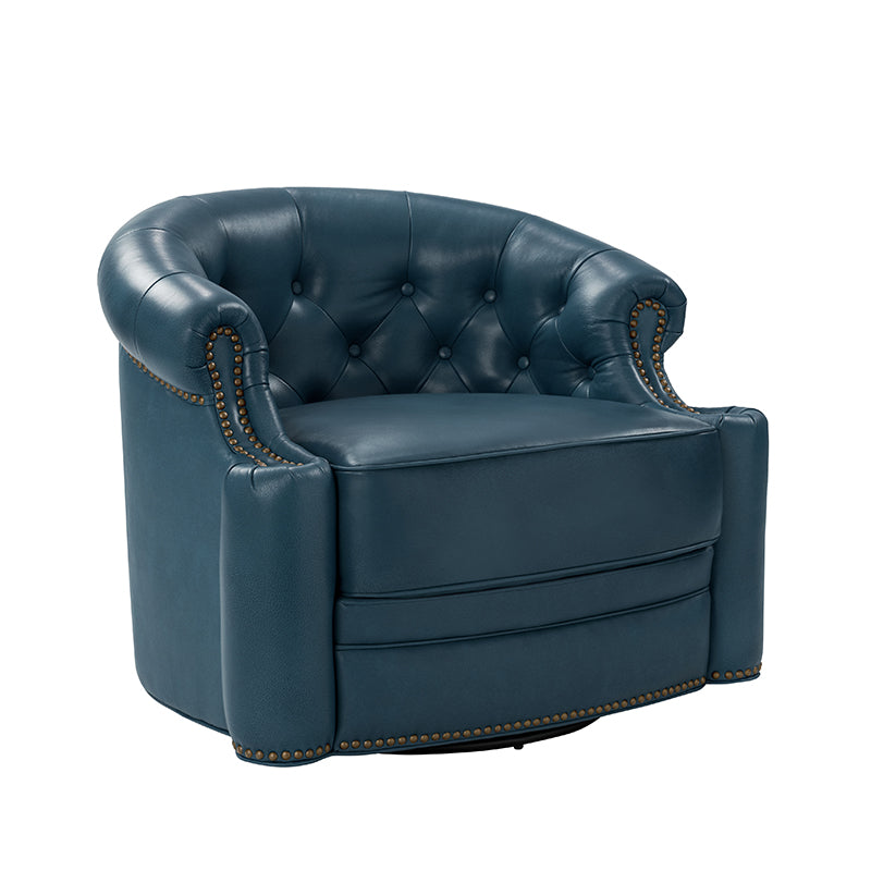 Alonso Classic Chesterfield Genuine Leather Swivel Chair - Premium Office Chair with Button Tufted Back & 360° Rotation - Perfect for Home Office, Study Room & Executive Workspace