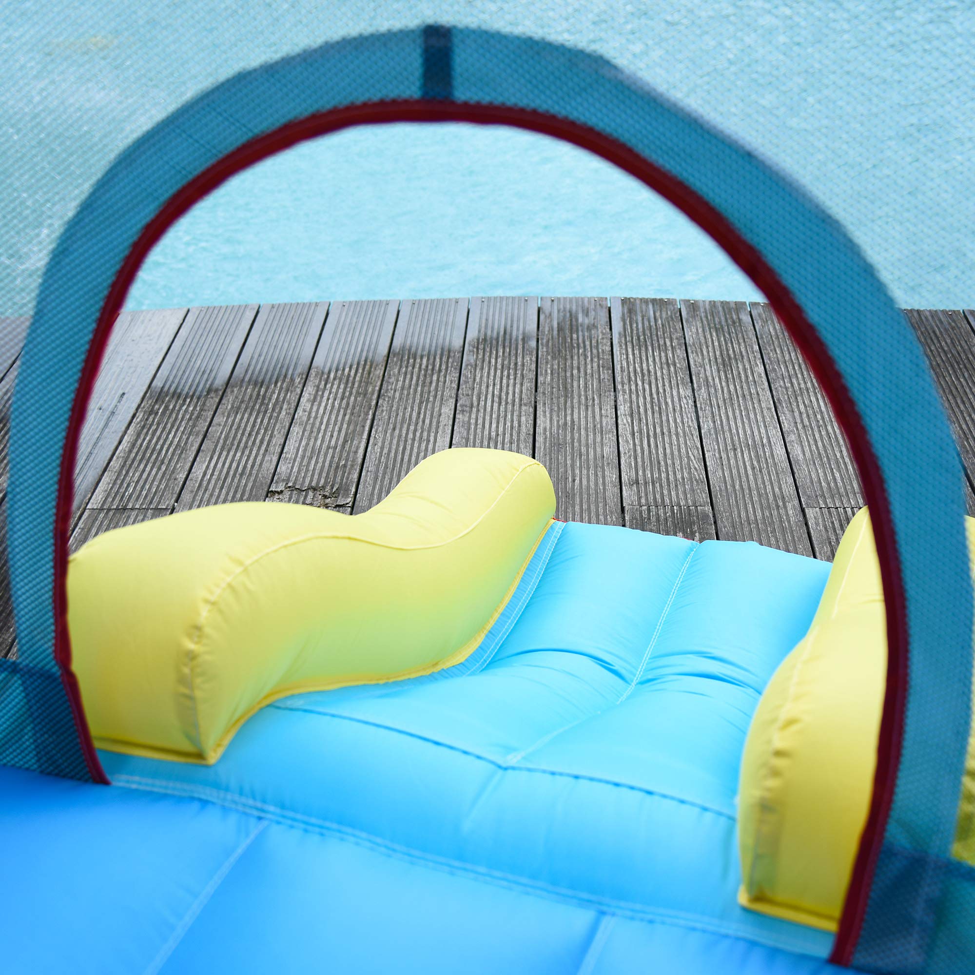 Outsunny 4-in-1 Kids Inflatable Water Slide & Bounce House with 2 Slides, Climbing Wall, Trampoline & Splash Pool - Perfect for Backyard Birthday Parties, Summer Water Play & Outdoor Family Fun