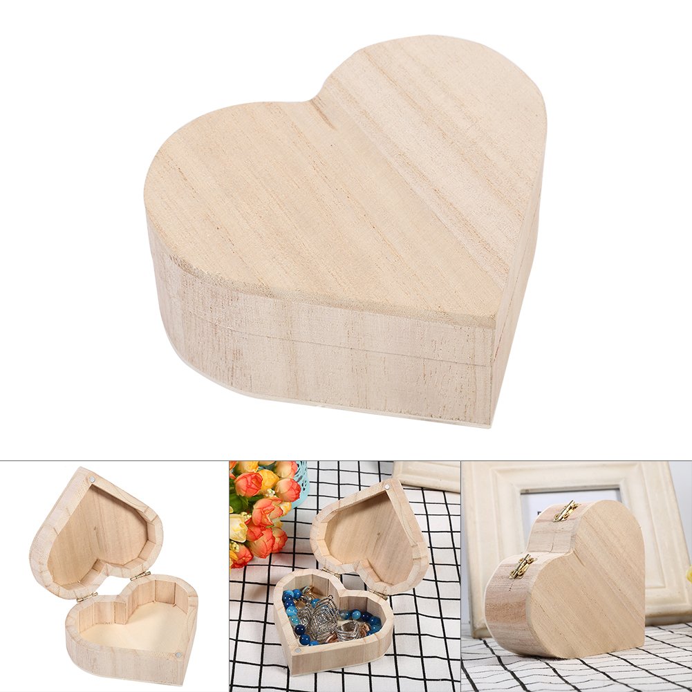Yosoo Handcrafted Wooden Heart-Shaped Jewelry Box - Portable Storage Organizer for Rings, Necklaces & Keepsakes - Perfect for Valentine's Gift, Wedding Proposal & Home Decor