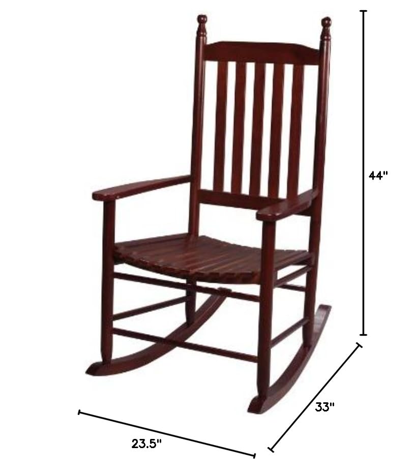 Gift Mark Adult Tall Back Rocking Chair - Cherry Wood Rocker for Living Room, Nursery & Porch - Comfortable High Back Rocking Chair for Relaxation, Nursing & Reading