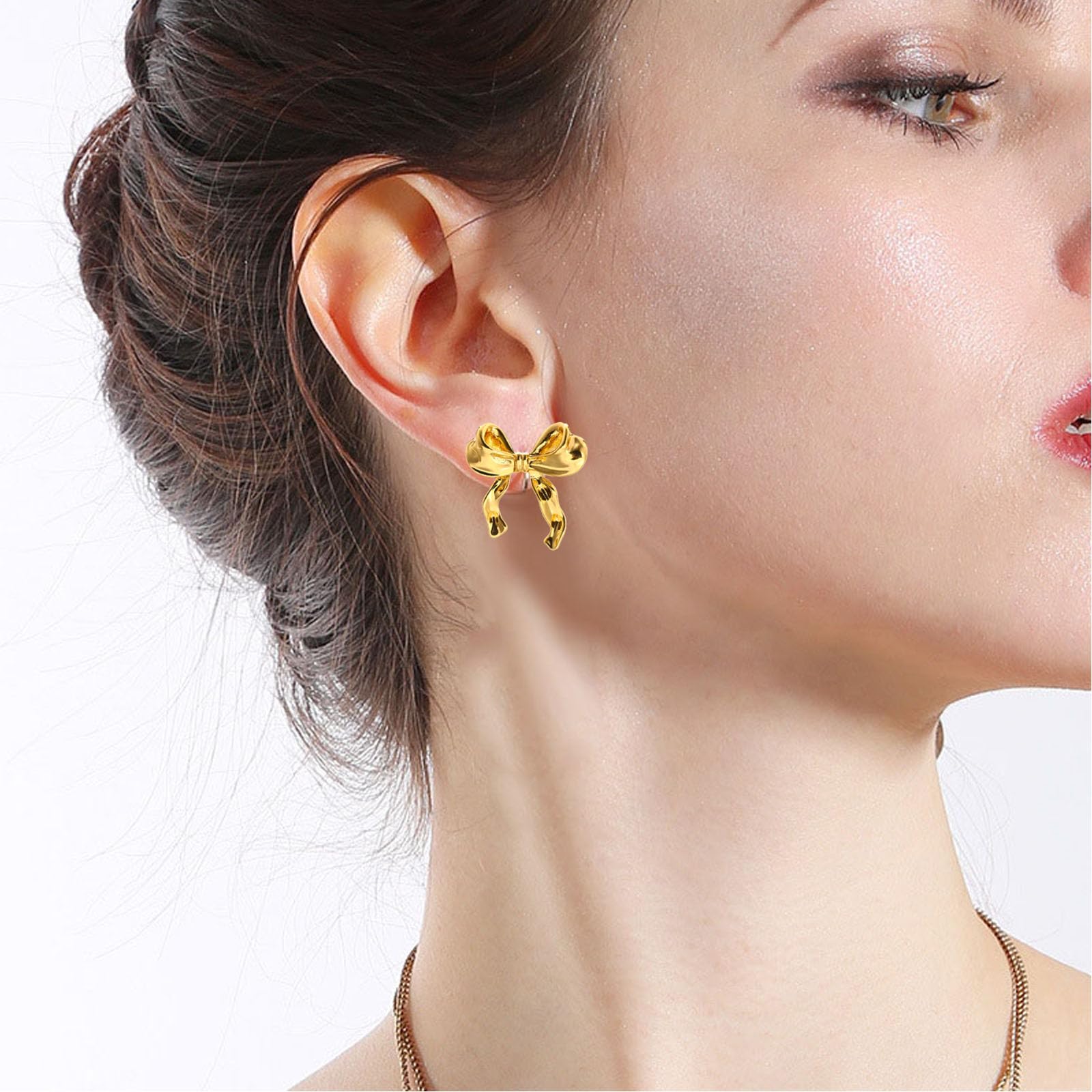 Gold & Silver Bow Earrings for Women - Elegant Ribbon Stud Earrings | Cute Fashion Jewelry Gift for Her | Perfect for Parties, Weddings & Everyday Wear