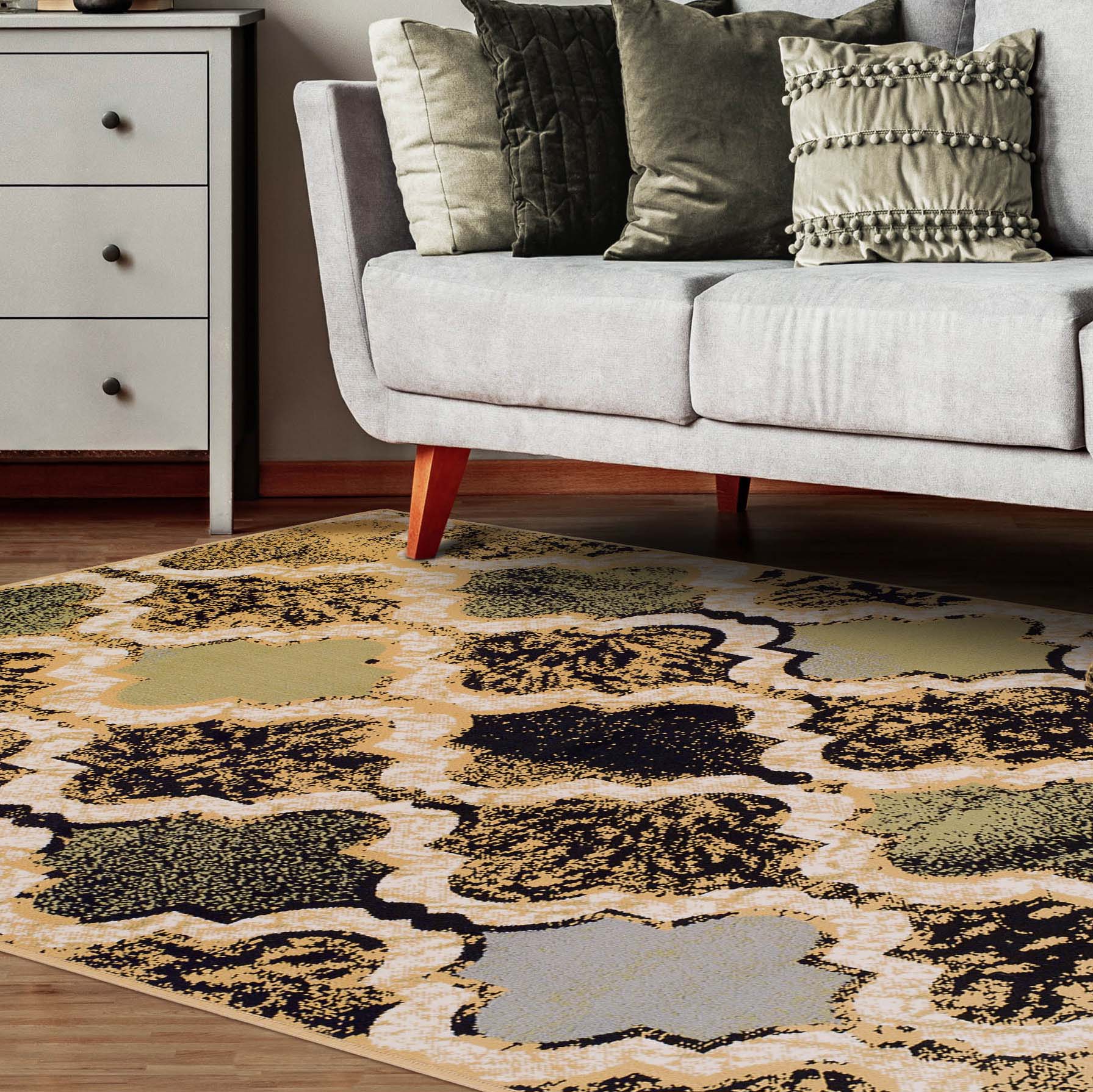 Viking Geometric Trellis Indoor Area Rug & Runner - Non-Slip Boho Chic Carpet for Living Room, Bedroom, Hallway - Perfect for Nordic Home Decor & Cozy Spaces