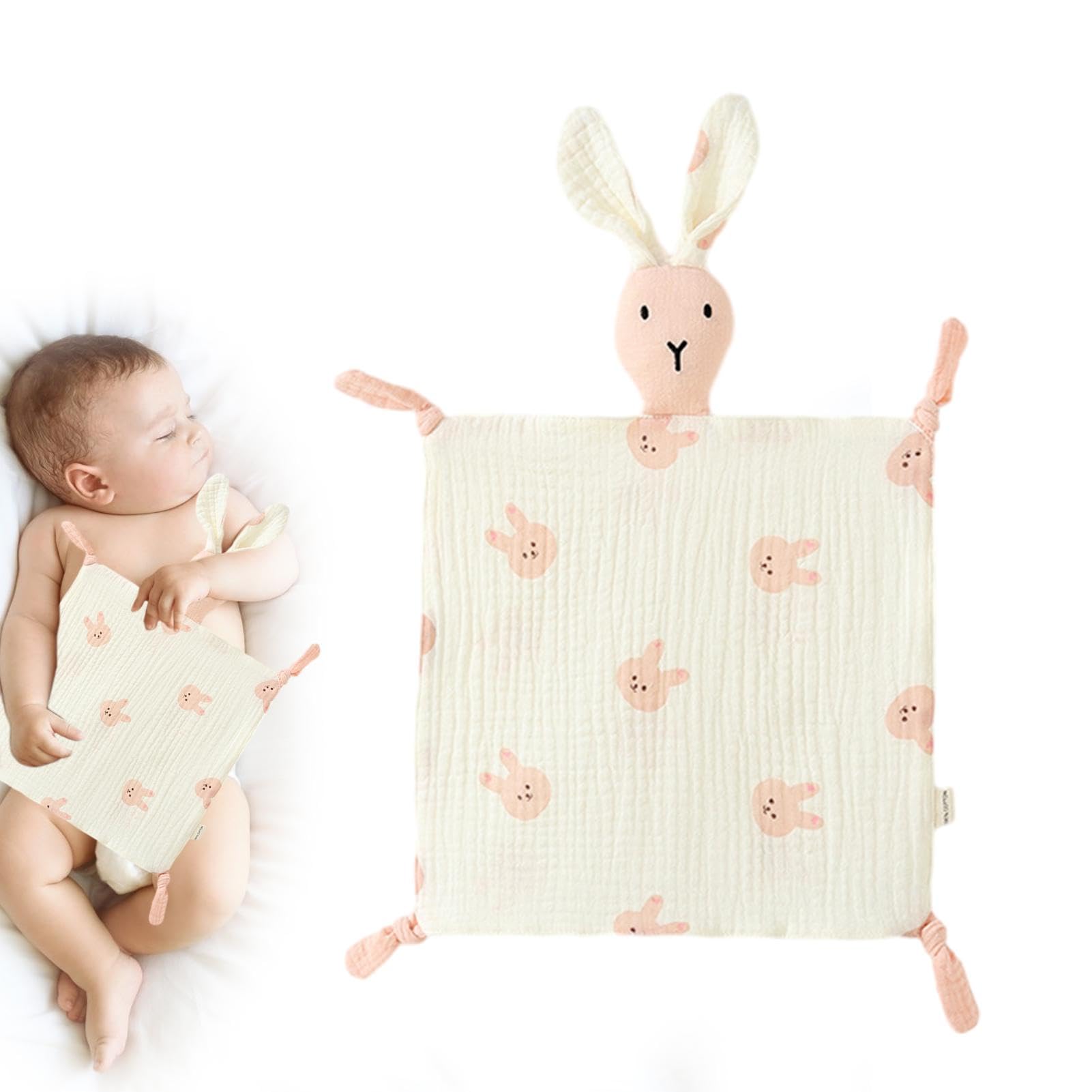 Soft Breathable Rabbit Security Kids Comforter Towel - Cotton Soothing Blanket for Boys & Girls - Perfect for Bedtime, Travel & Daycare Comfort
